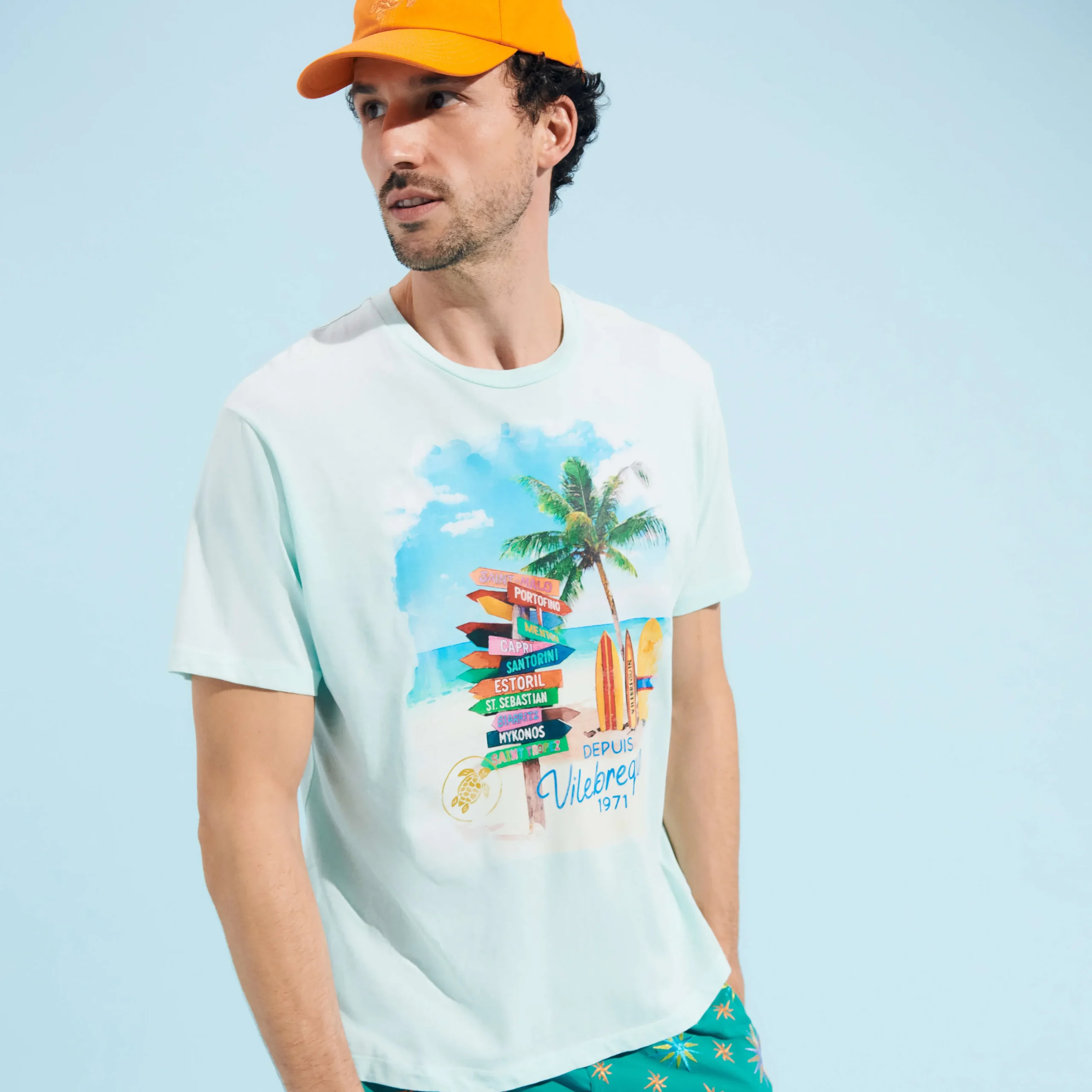 Vilebrequin Cotton Men T-Shirt Holidays Signpost*Men T-Shirts