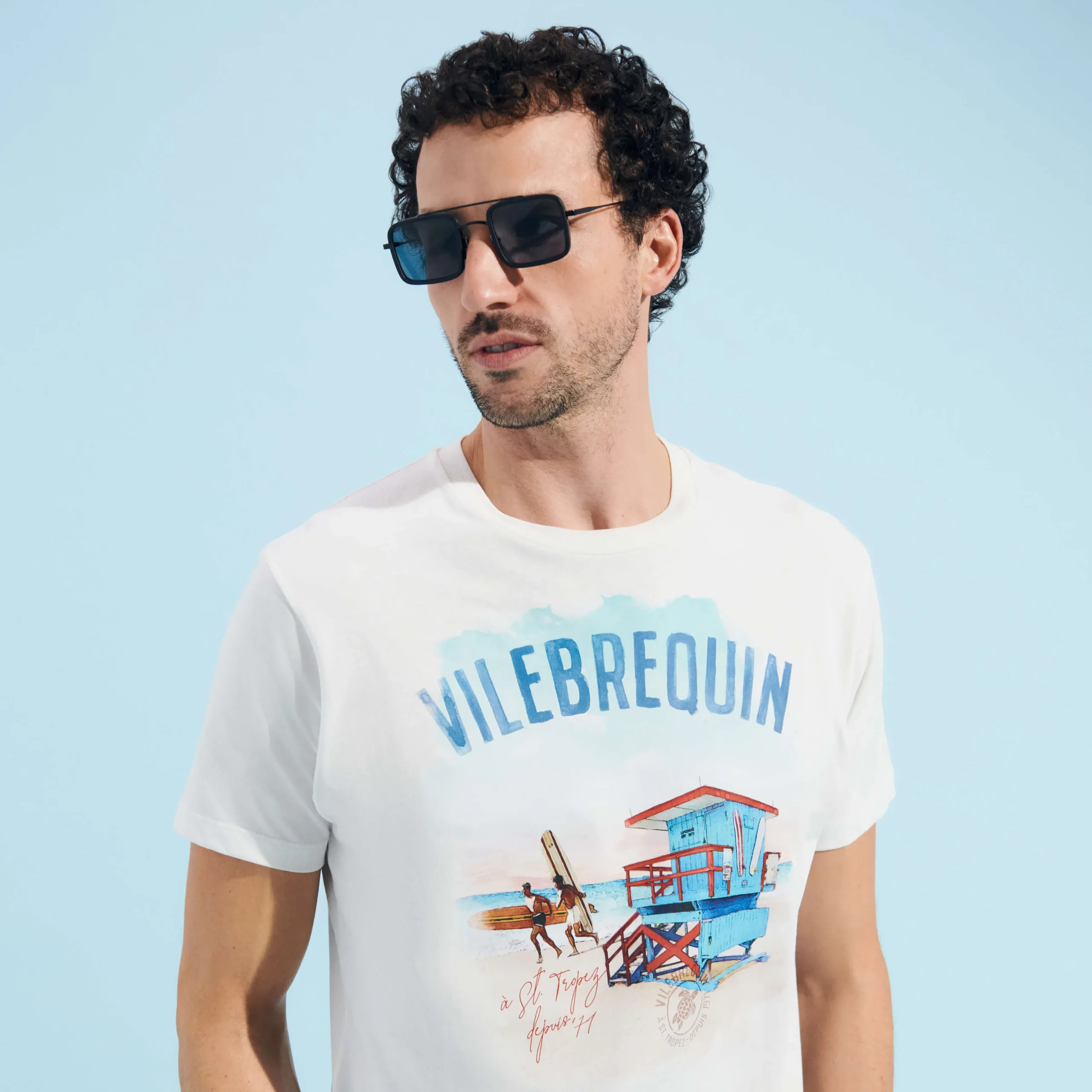 Vilebrequin Cotton Men T-Shirt Malibu Lifeguard*Men T-Shirts