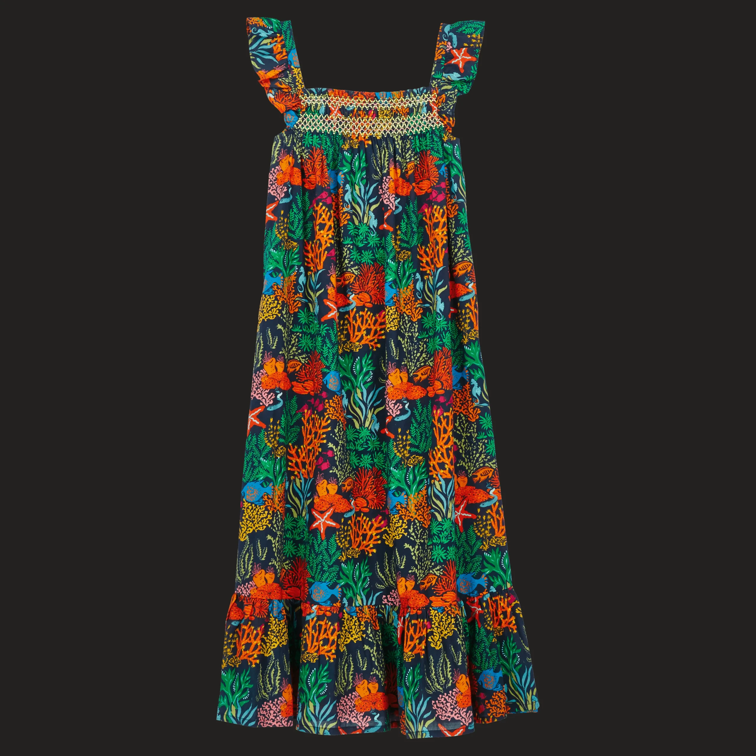 Vilebrequin Girls Long Dress Fonds Marins Multicolores*Girls Dresses