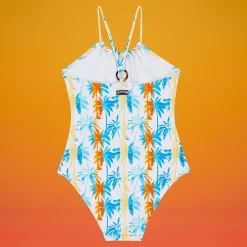 Vilebrequin Girls One-Piece Swimsuit Palms & Stripes - X The Beach Boys*Girls One-Piece