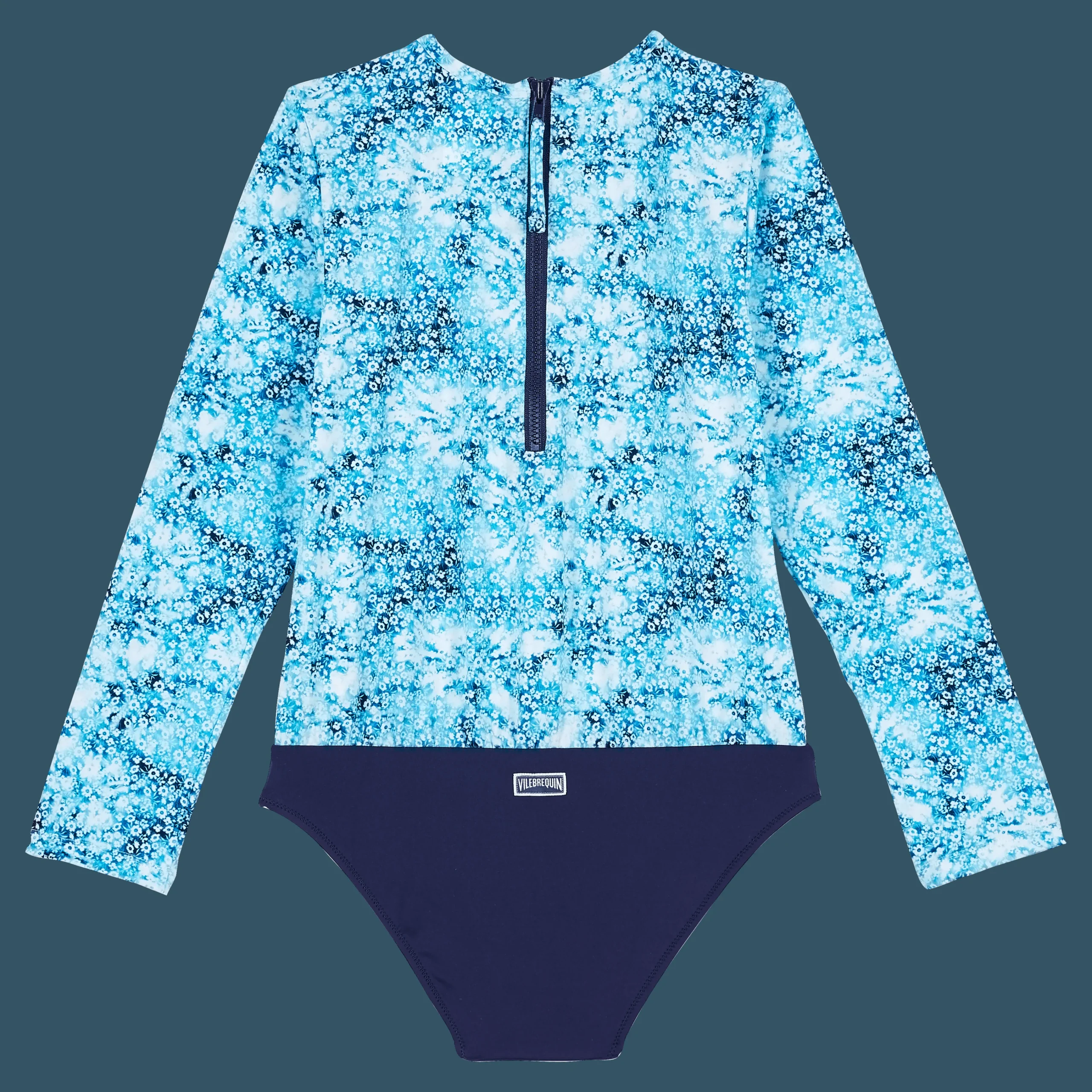 Vilebrequin Girls One-Piece Zipped Rashguard Flowers Tie & Dye*Girls One-Piece