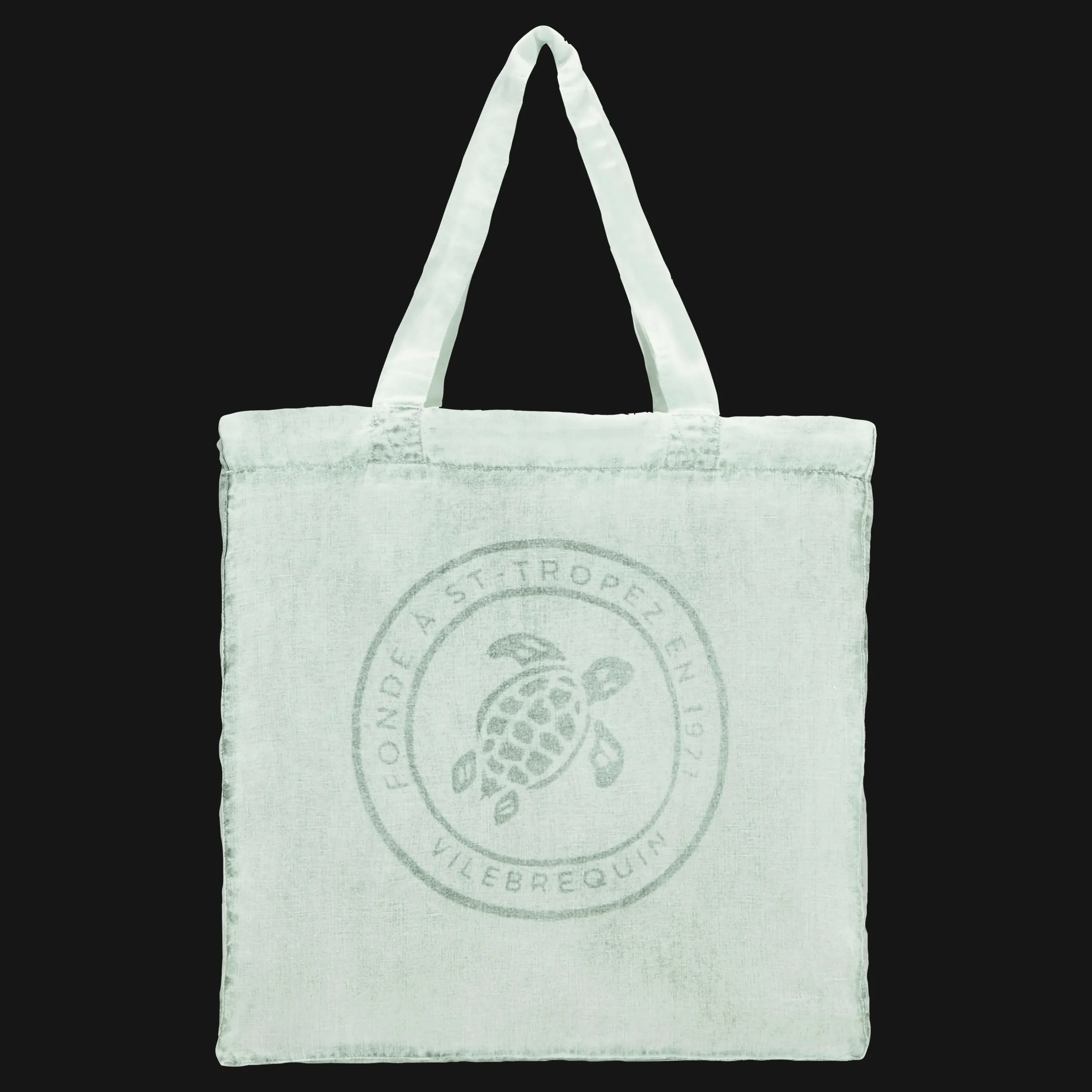 Vilebrequin Linen Turtle Unisex Tote Bag Mineral Dye*Men Beach Bag & Pouches