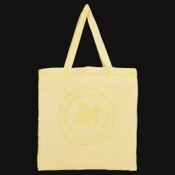 Vilebrequin Linen Turtle Unisex Tote Bag Mineral Dye*Men Beach Bag & Pouches