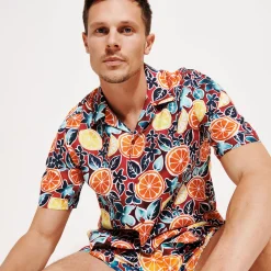 Vilebrequin Men Bowling Linen Shirt Presse Citron*Men Shirts
