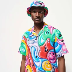 Vilebrequin Men Bowling Shirt Linen Faces In Places - X Kenny Scharf*Men Shirts