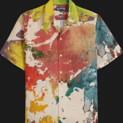 Vilebrequin Men Bowling Shirt Linen Gra - X John M Armleder*Men Shirts