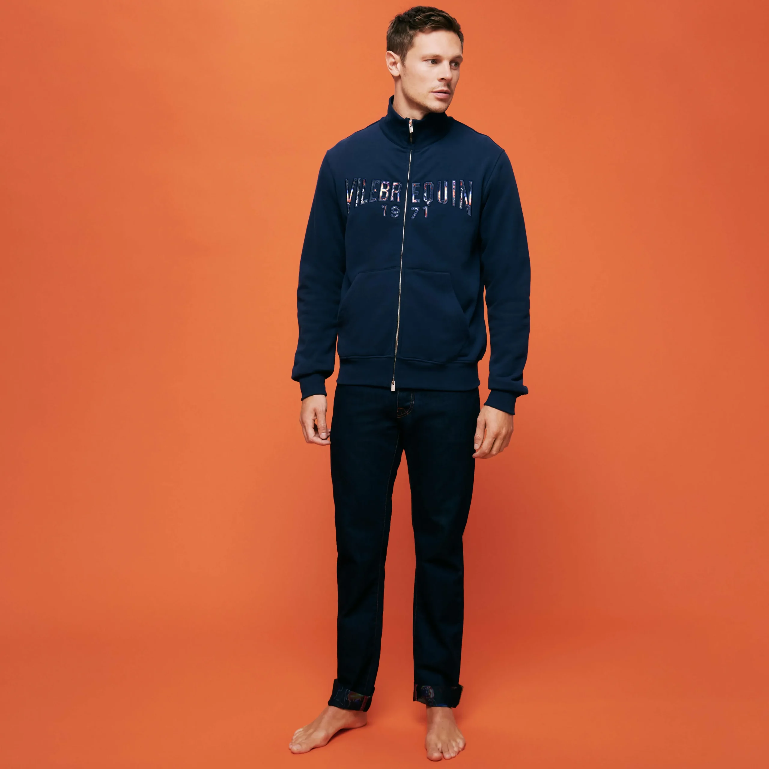 Vilebrequin Men Cotton Front Zip Sweatshirt Neo Medusa Brode*Men Sweatshirts