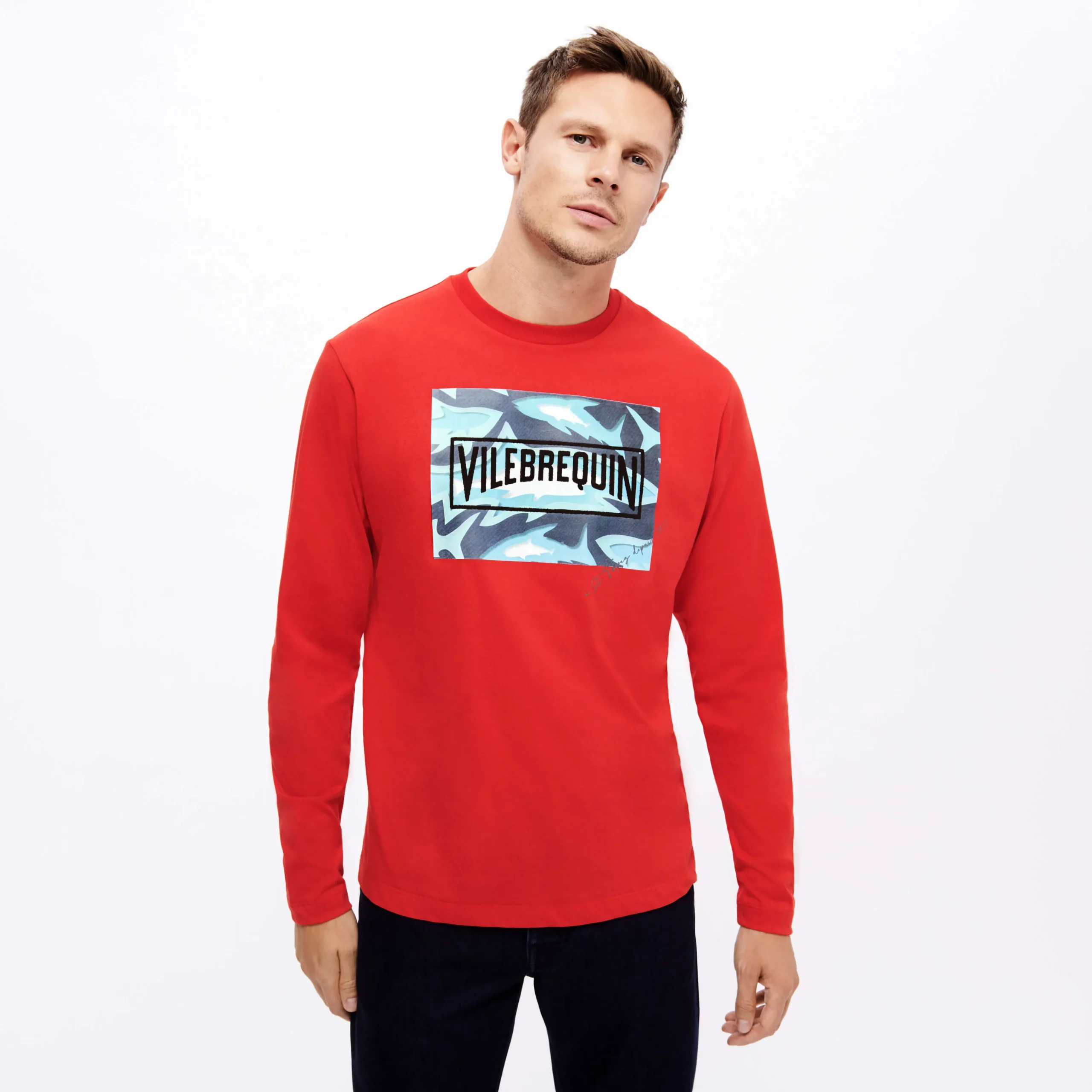 Vilebrequin Men Cotton T-Shirt Requins 3D*Men T-Shirts