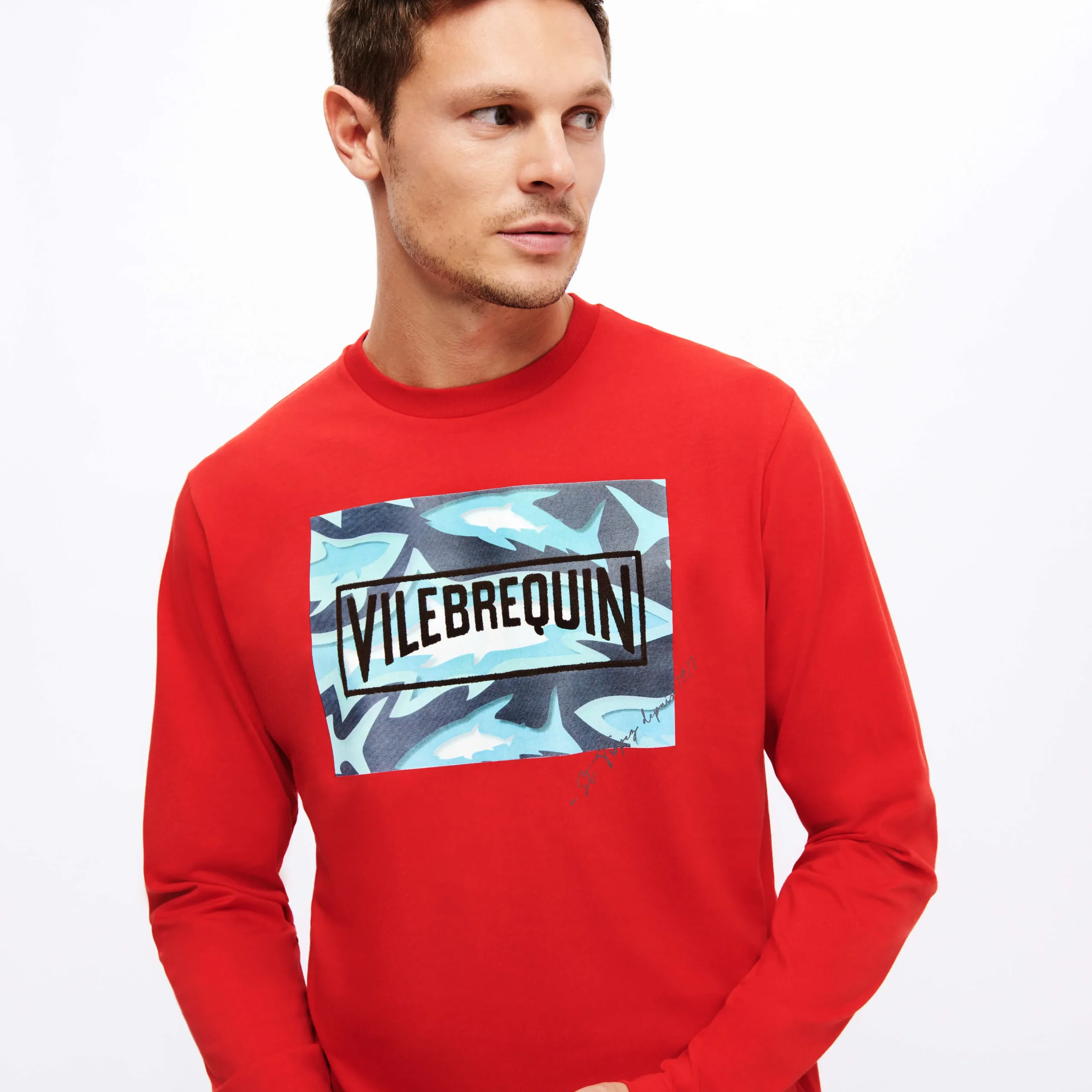 Vilebrequin Men Cotton T-Shirt Requins 3D*Men T-Shirts