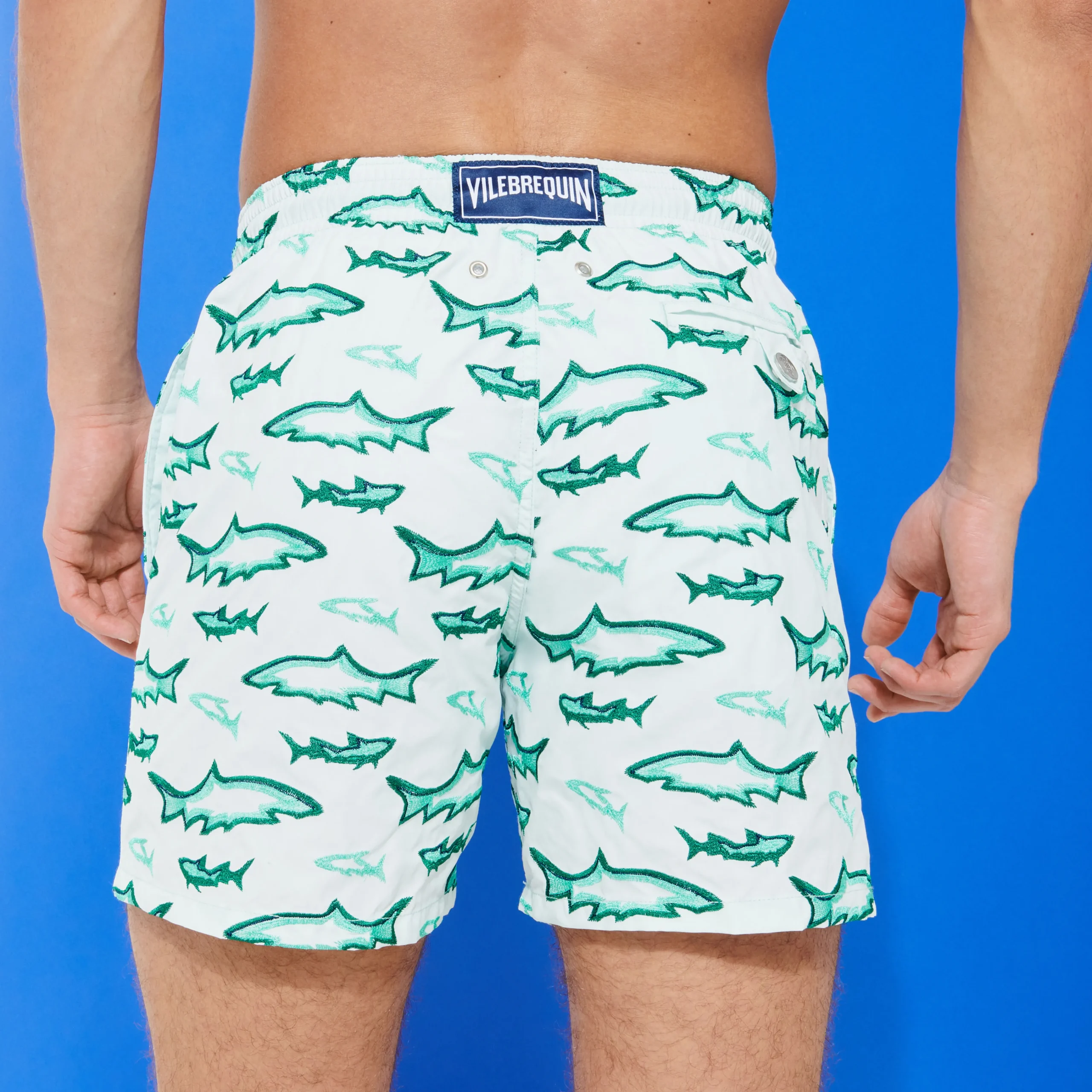 Vilebrequin Men Embroidered Swim Trunks Requins 3D - Limited Edition*Men The Embroidered