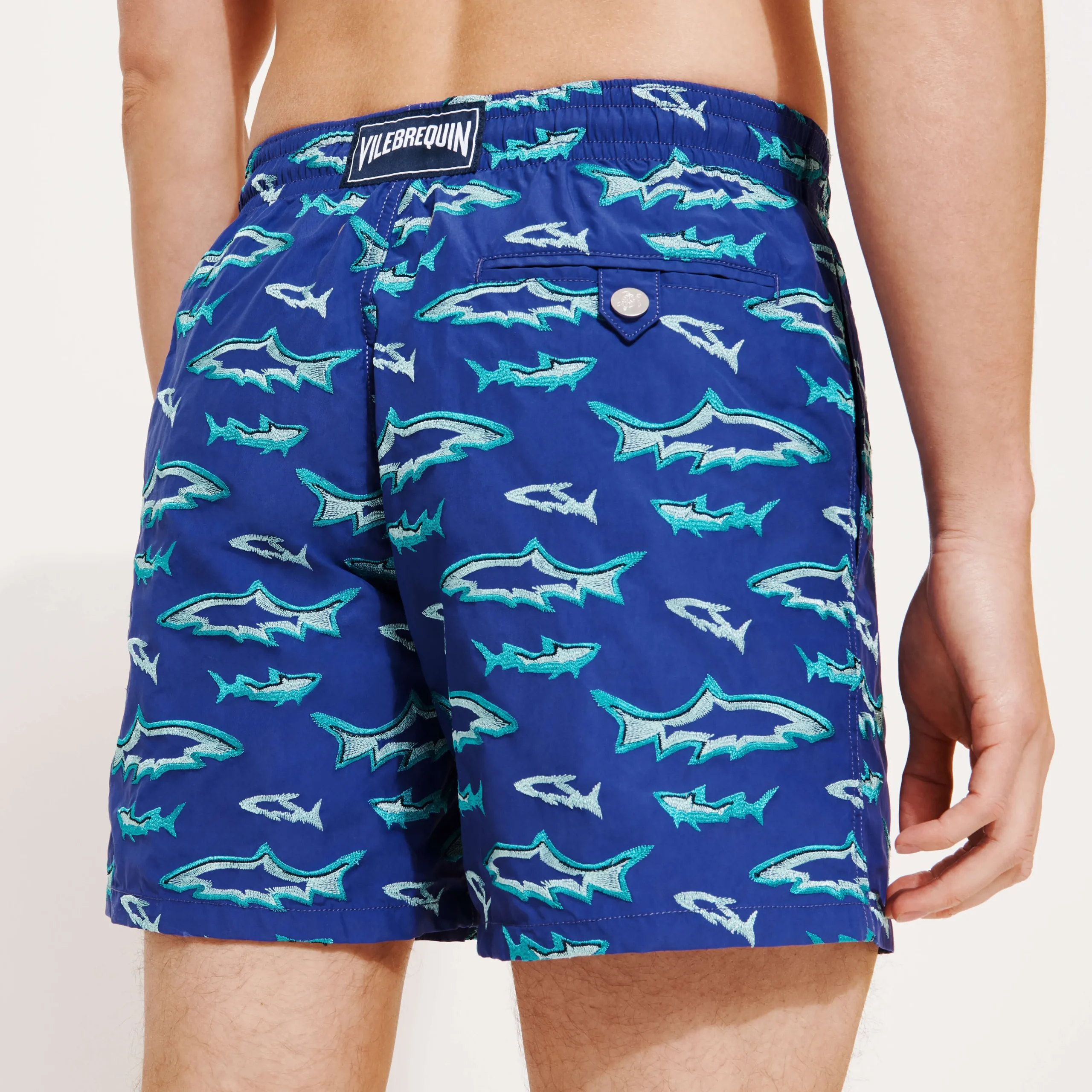 Vilebrequin Men Embroidered Swim Trunks Requins 3D - Limited Edition*Men The Embroidered