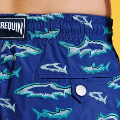 Vilebrequin Men Embroidered Swim Trunks Requins 3D - Limited Edition*Men The Embroidered