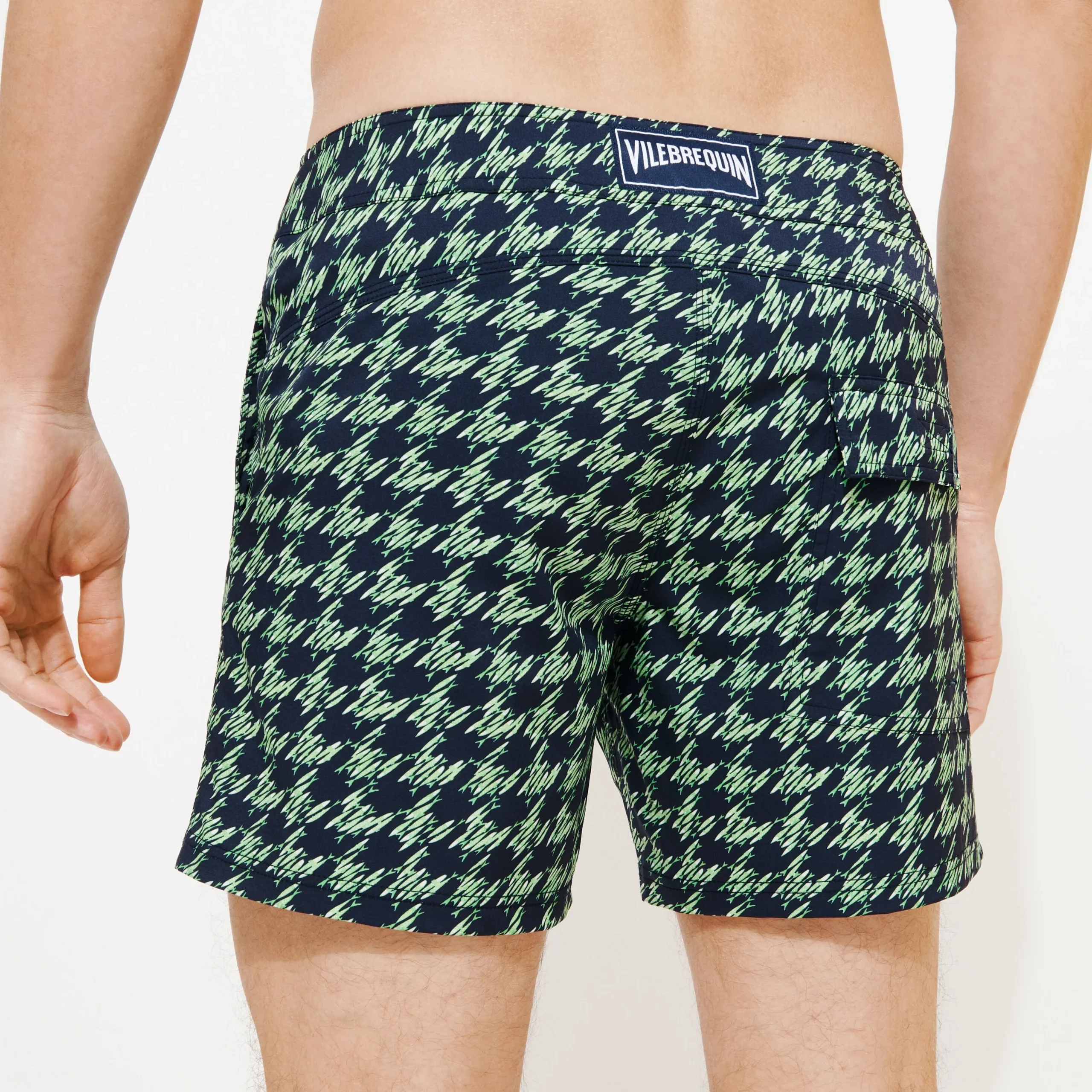 Vilebrequin Men Flat Belt Stretch Swim Trunks Fish Foot*Men The Flat Belt