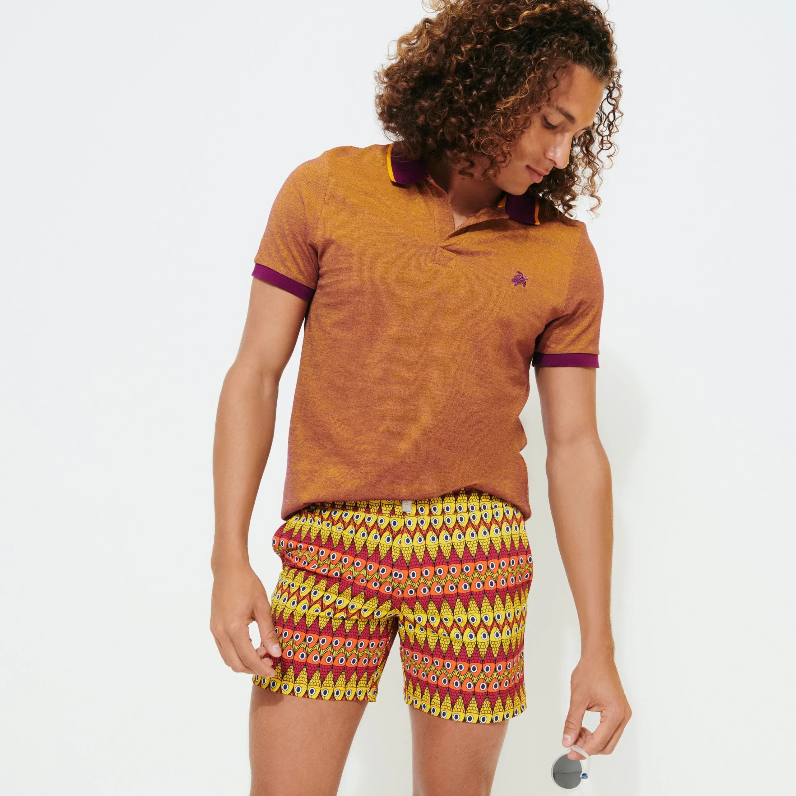 Vilebrequin Men Flat Belt Stretch Swim Trunks Fish On Line*Men The Flat Belt