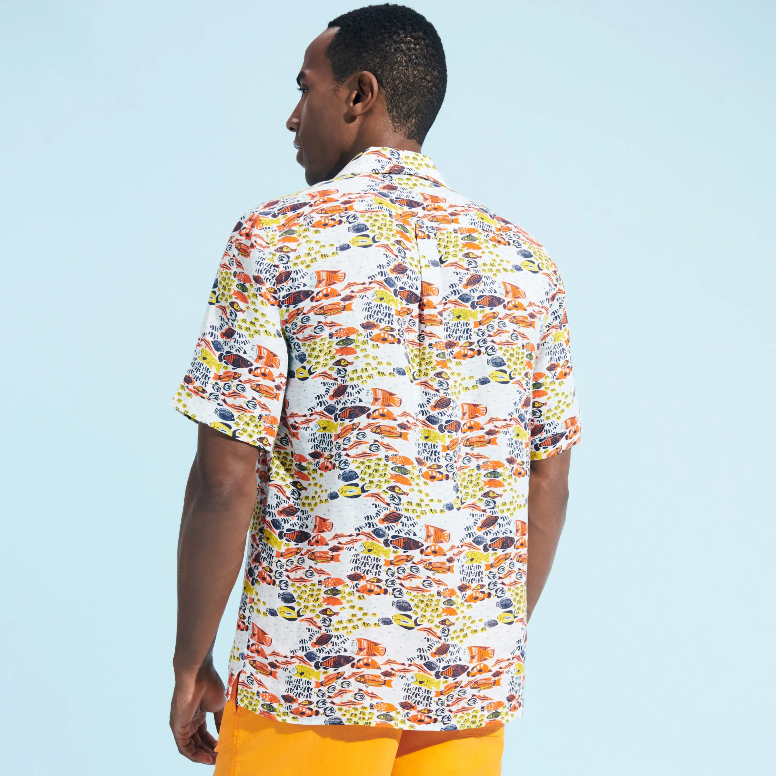 Vilebrequin Men Linen Bowling Shirt Fish Family*Men Shirts