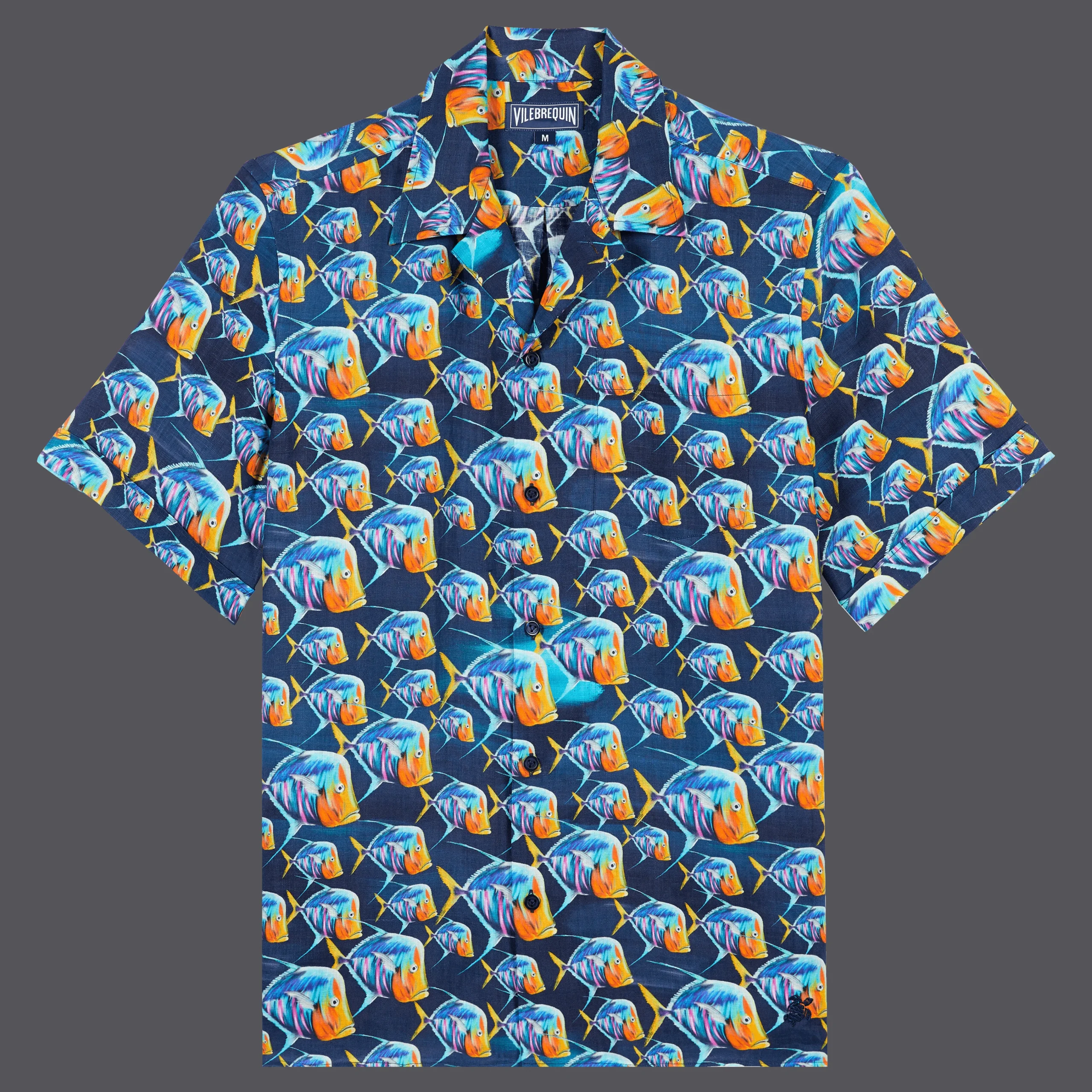 Vilebrequin Men Linen Bowling Shirt Piranhas*Men Shirts