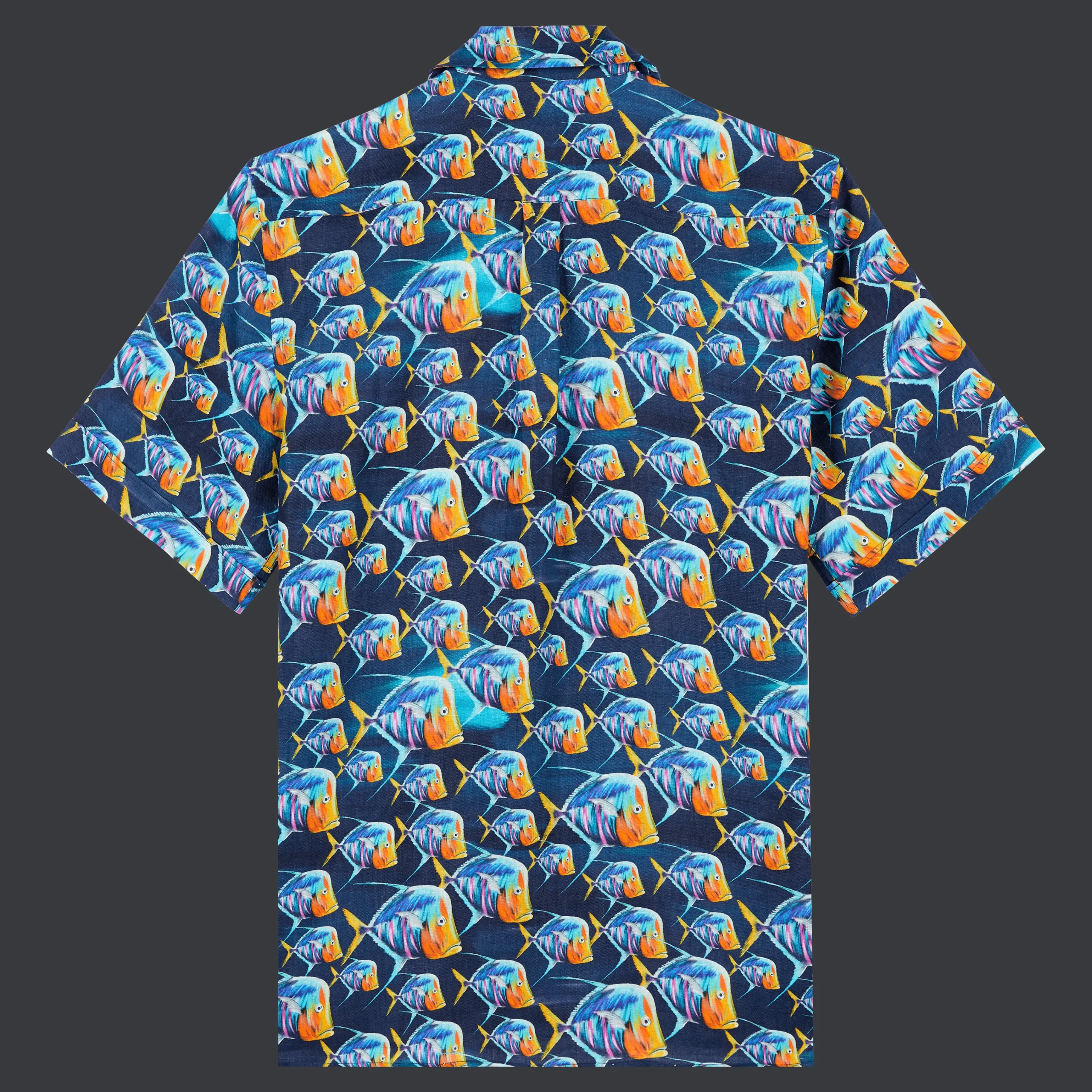 Vilebrequin Men Linen Bowling Shirt Piranhas*Men Shirts