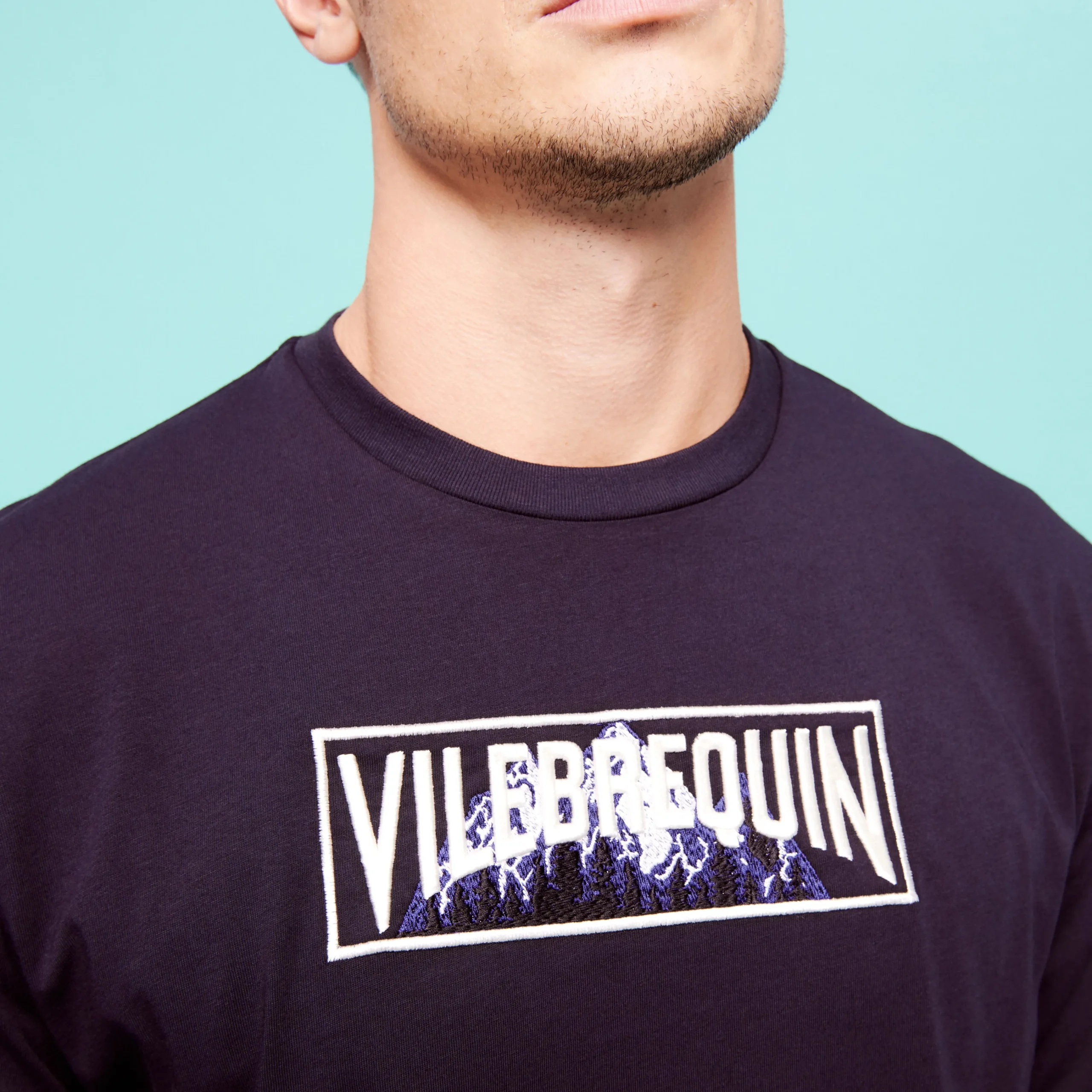 Vilebrequin Men Long Sleeves Cotton T-Shirt Embroidered Moutain Patch*Men T-Shirts