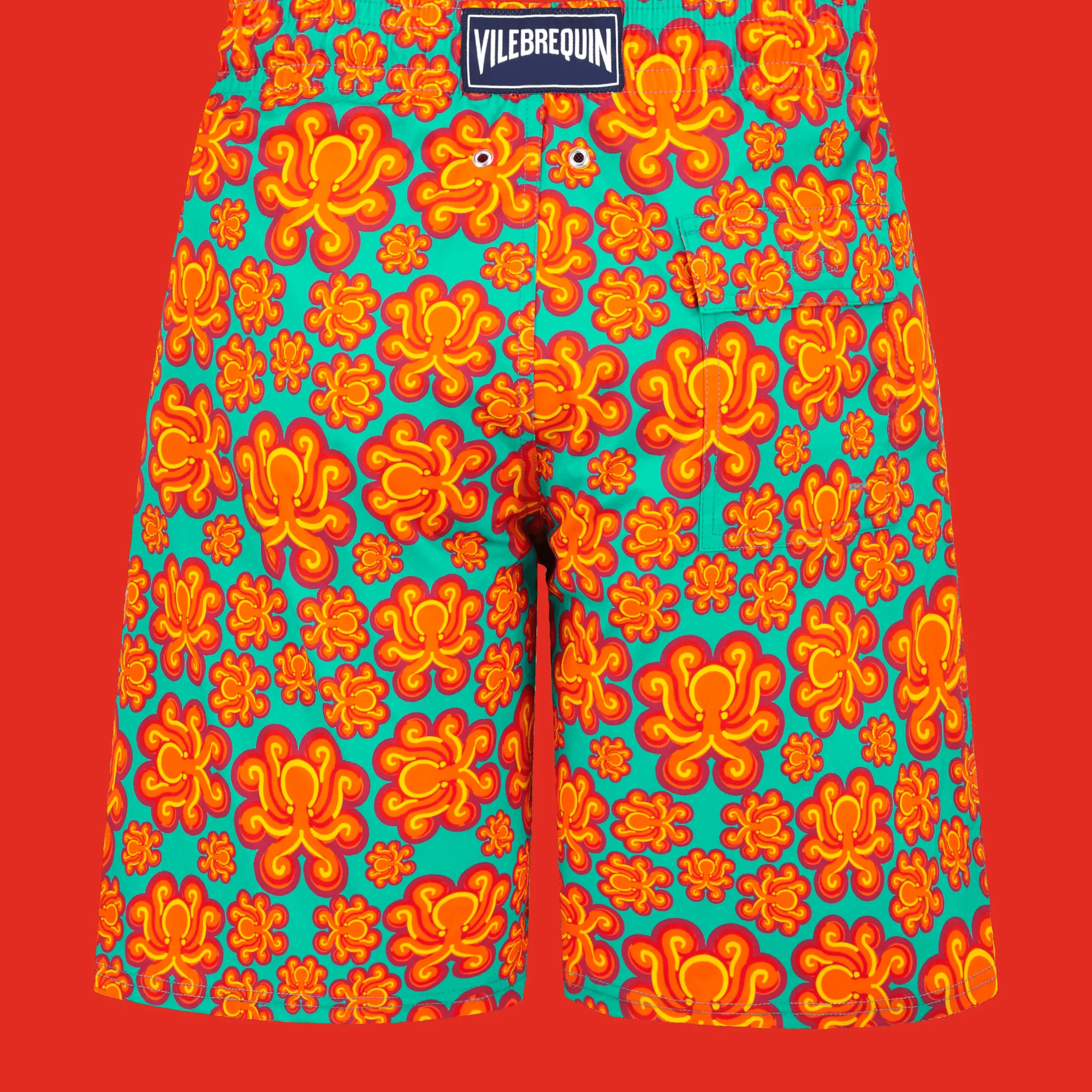Vilebrequin Men Long Swim Trunks Poulpes Neon*Men The Long