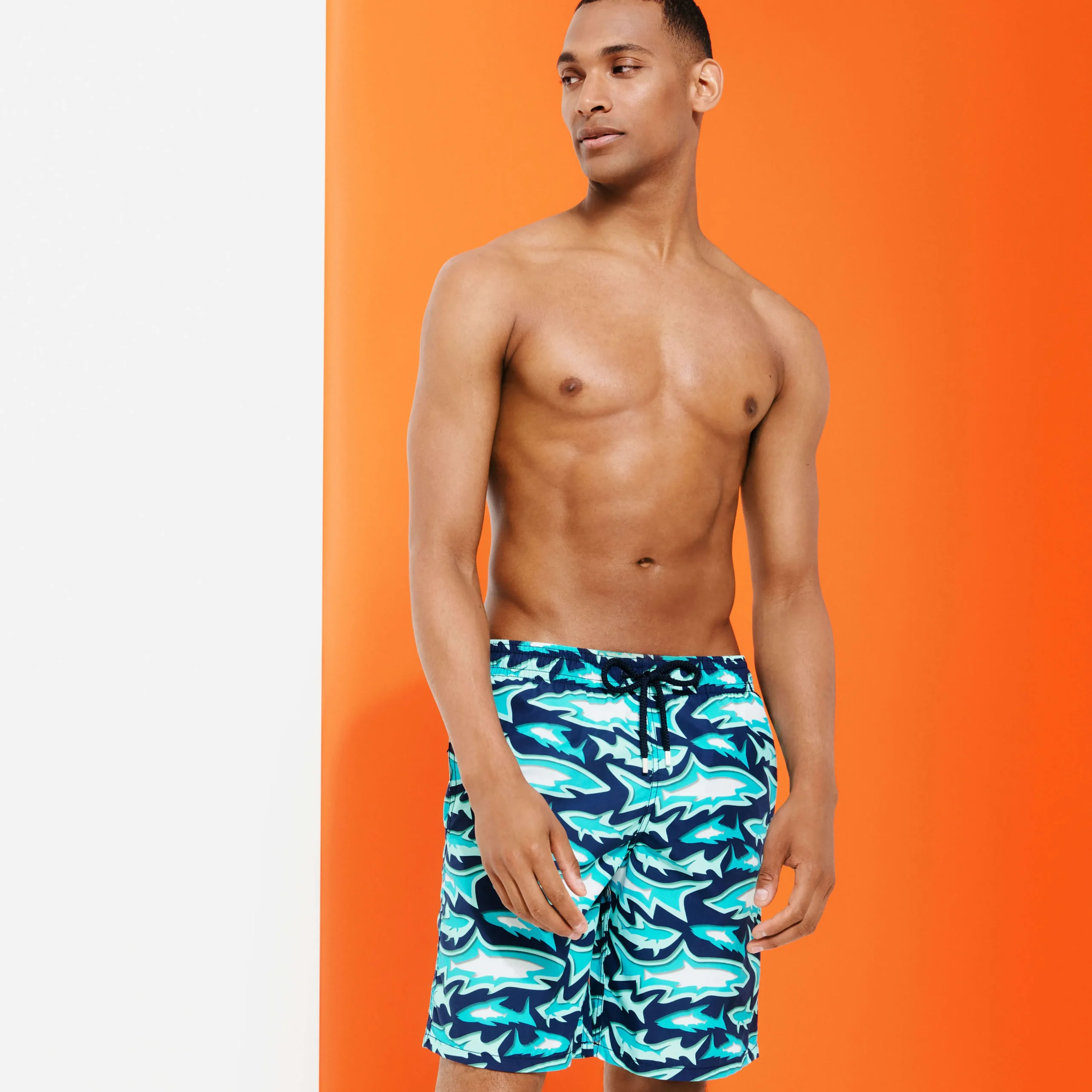 Vilebrequin Men Long Swim Trunks Requins 3D*Men The Long