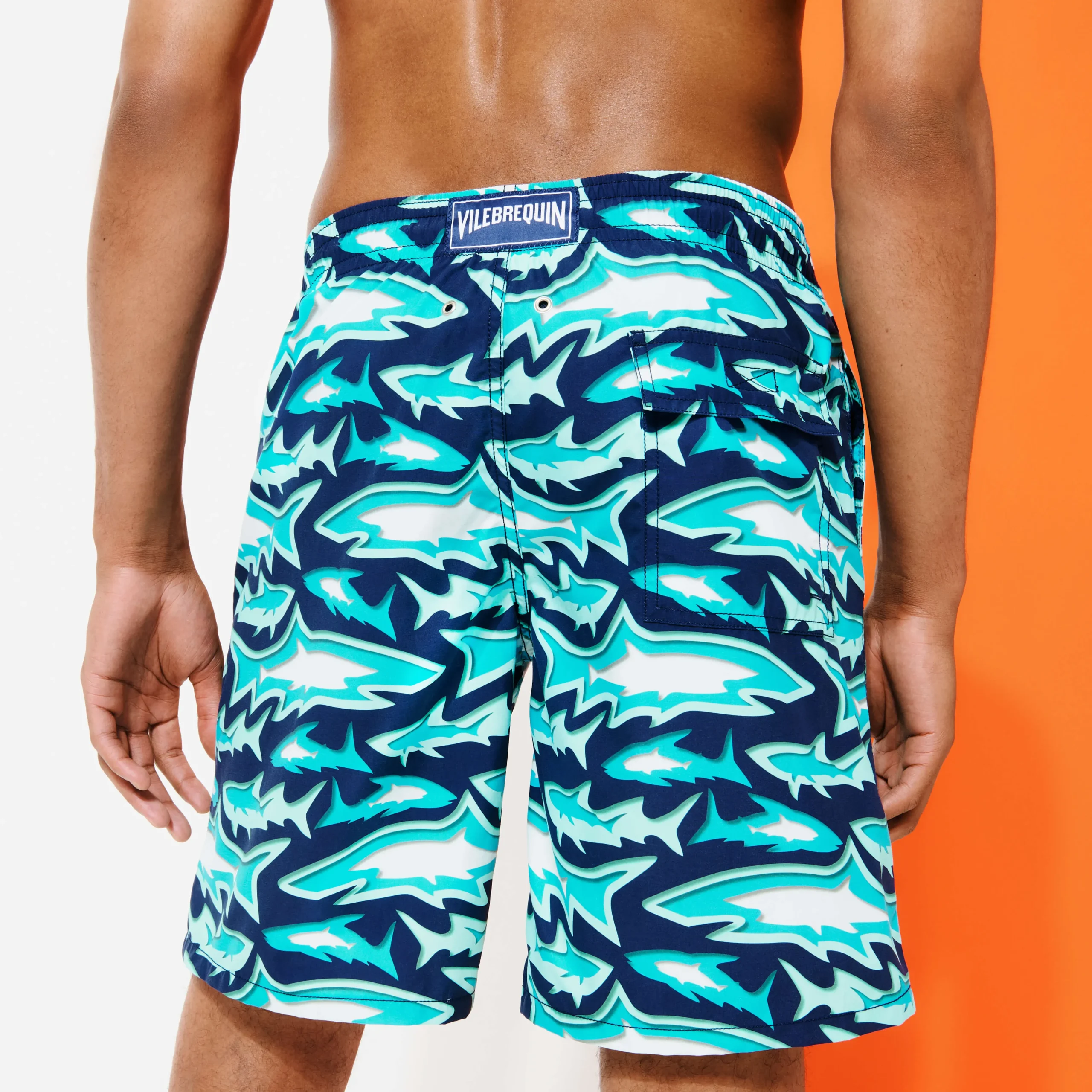 Vilebrequin Men Long Swim Trunks Requins 3D*Men The Long