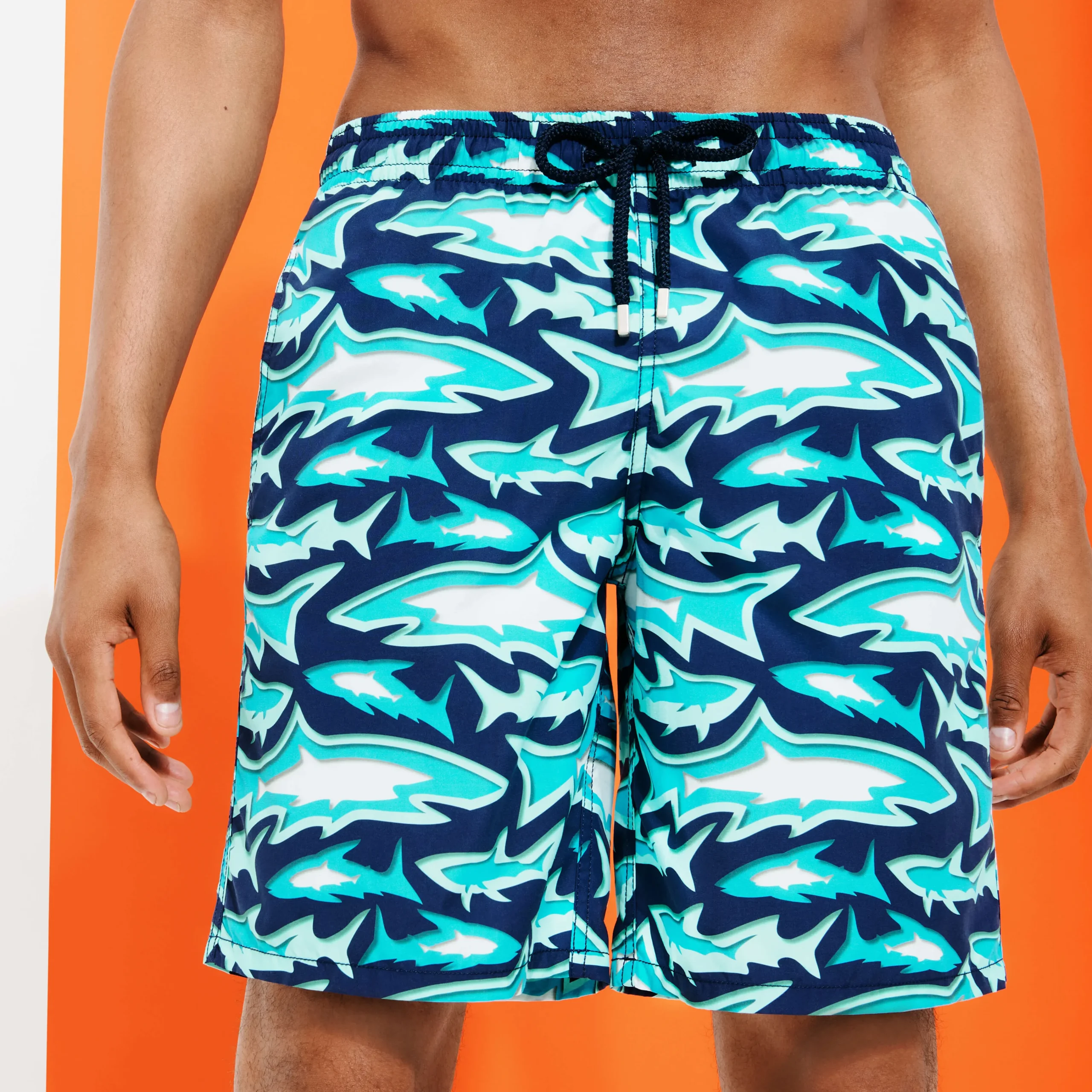 Vilebrequin Men Long Swim Trunks Requins 3D*Men The Long