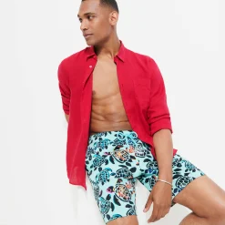 Vilebrequin Men Long Swim Trunks Screen Turtles*Men The Long