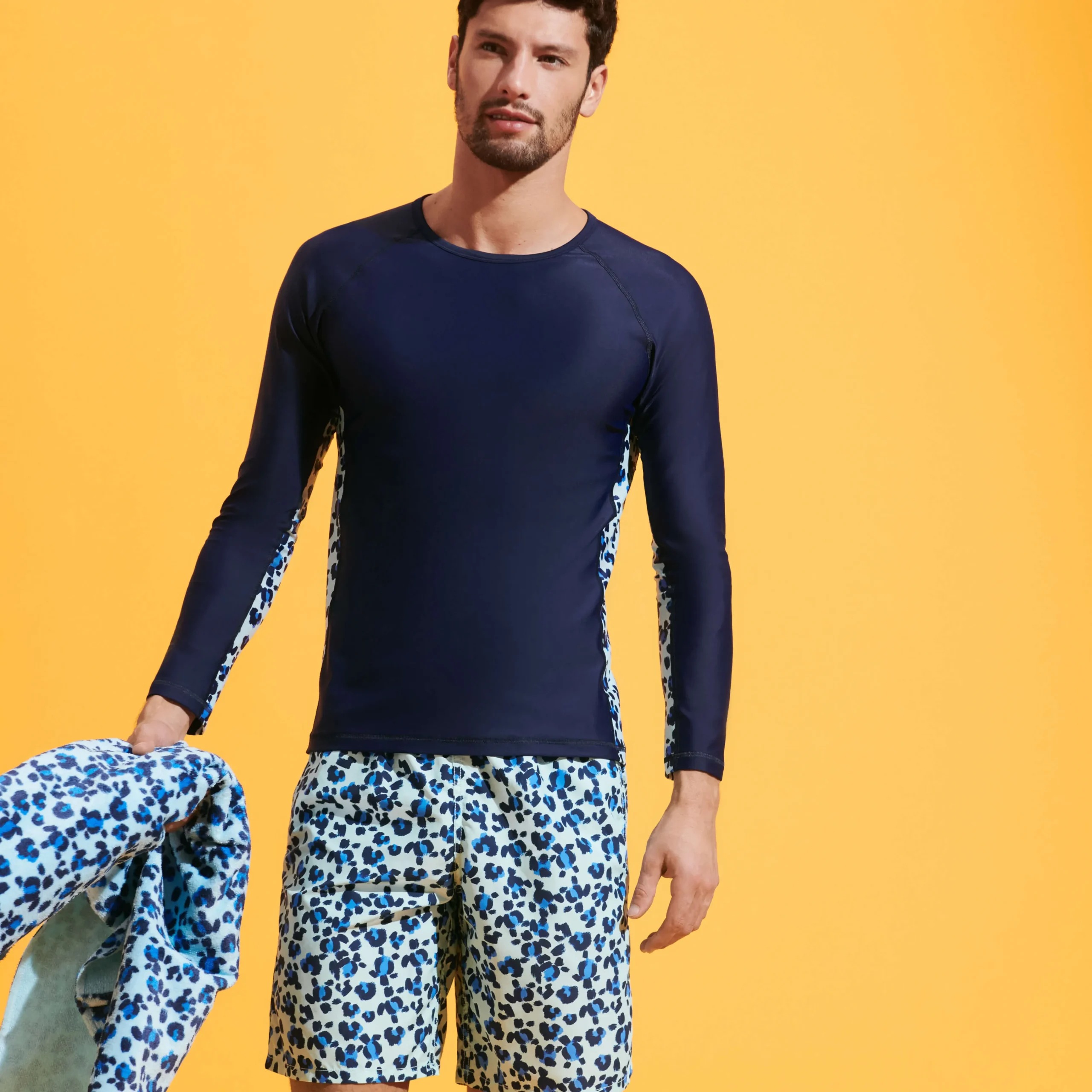 Vilebrequin Men Long Swim Trunks Turtles Leopard*Men The Long