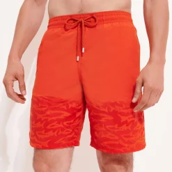 Vilebrequin Men Long Swim Trunks Water-Reactive Requins 3D*Men The Long