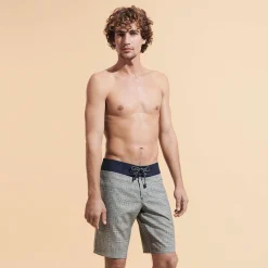 Vilebrequin Men Merinos Wool Long Swim Trunks Prince De Galles*Men The Long