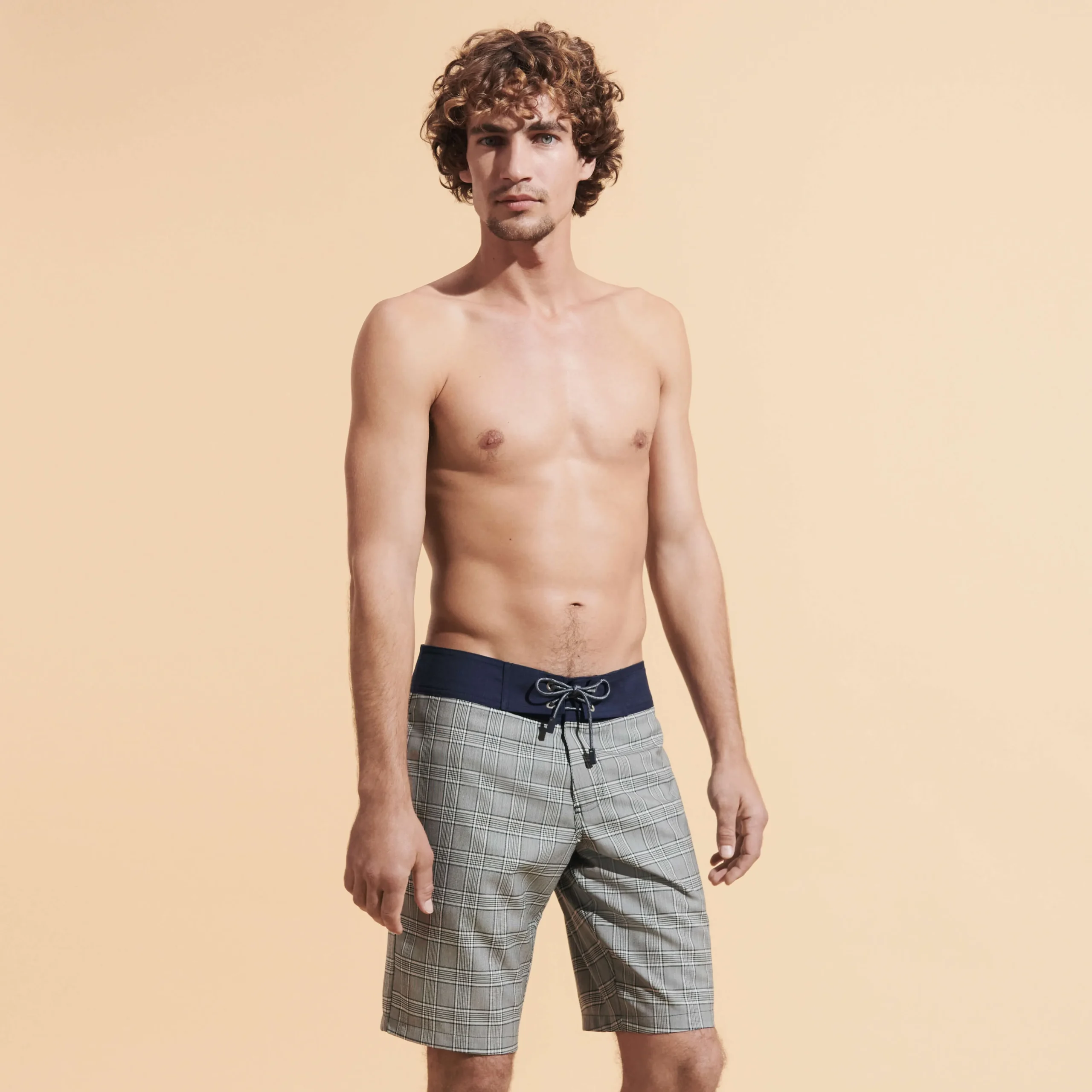 Vilebrequin Men Merinos Wool Long Swim Trunks Prince De Galles*Men The Long