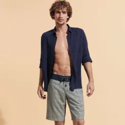 Vilebrequin Men Merinos Wool Long Swim Trunks Prince De Galles*Men The Long