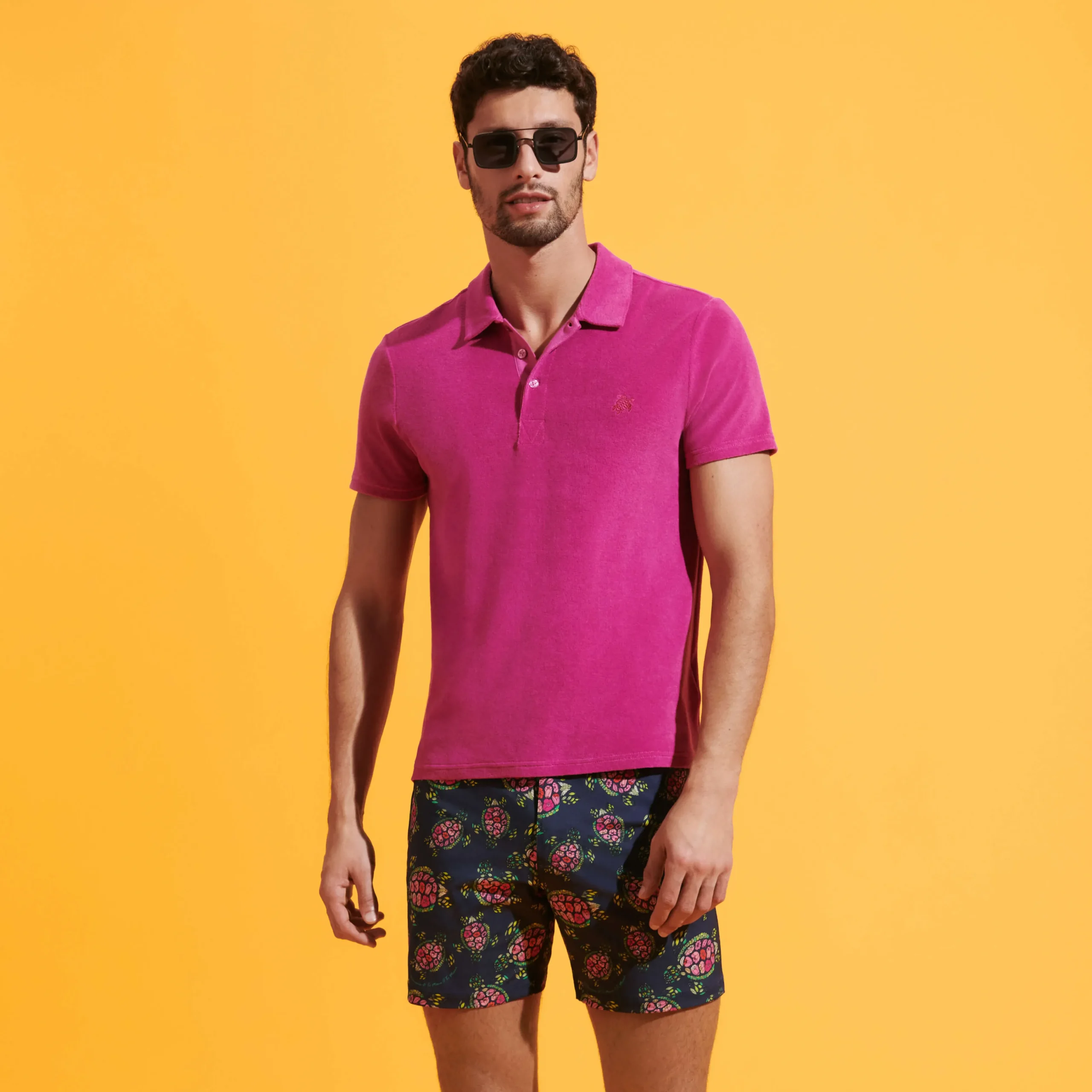 Vilebrequin Men Stretch Short Swim Trunks Flat Belt Provencal Turtles*Men The Flat Belt