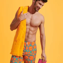 Vilebrequin Men Stretch Short Swim Trunks Flat Belt Poulpes Neon*Men The Flat Belt