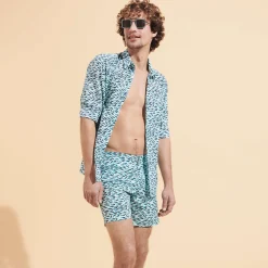 Vilebrequin Men Stretch Short Swim Trunks Flat Belt Gulf Stream*Men The Flat Belt