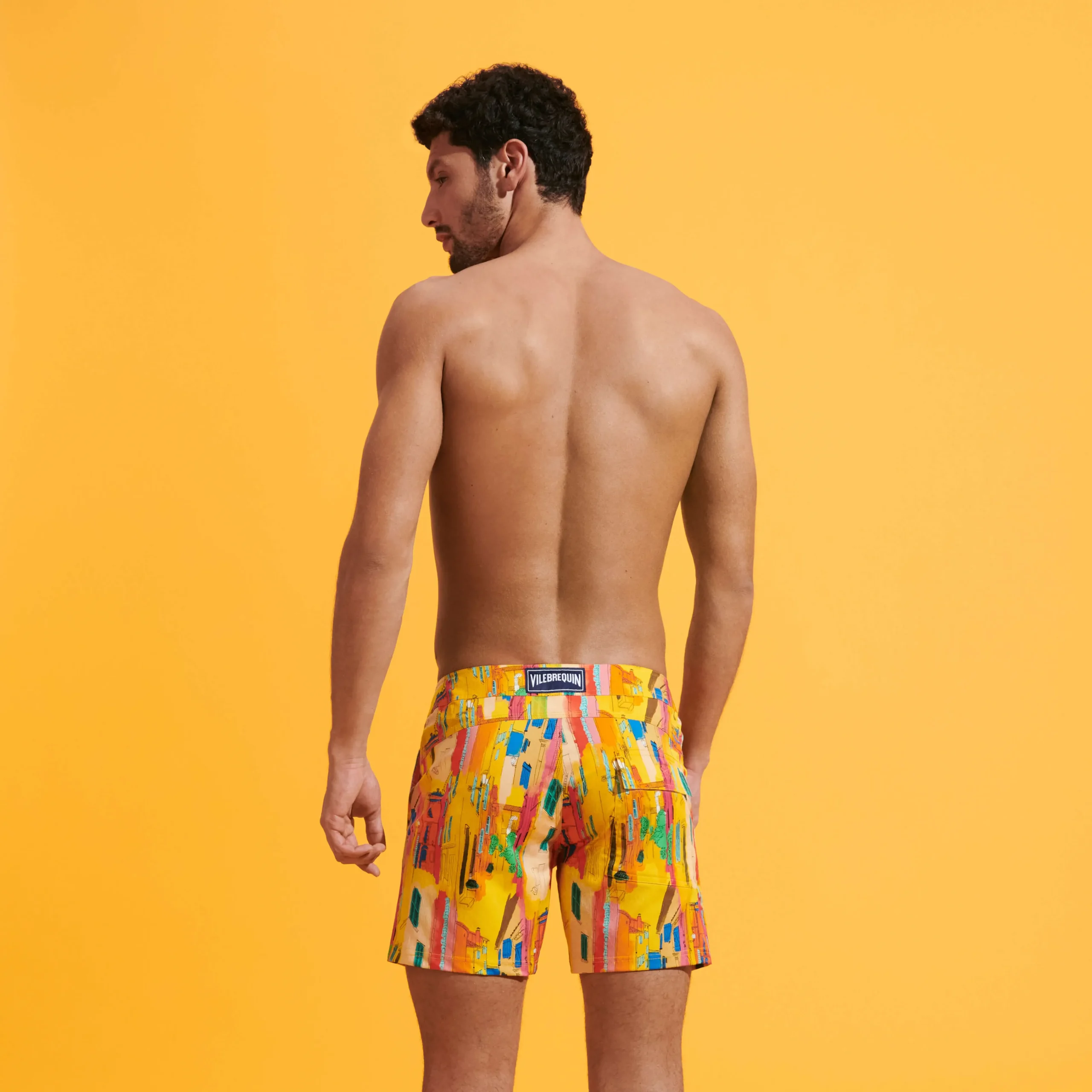 Vilebrequin Men Stretch Short Swim Trunks Flat Belt Sunny Streets*Men The Flat Belt