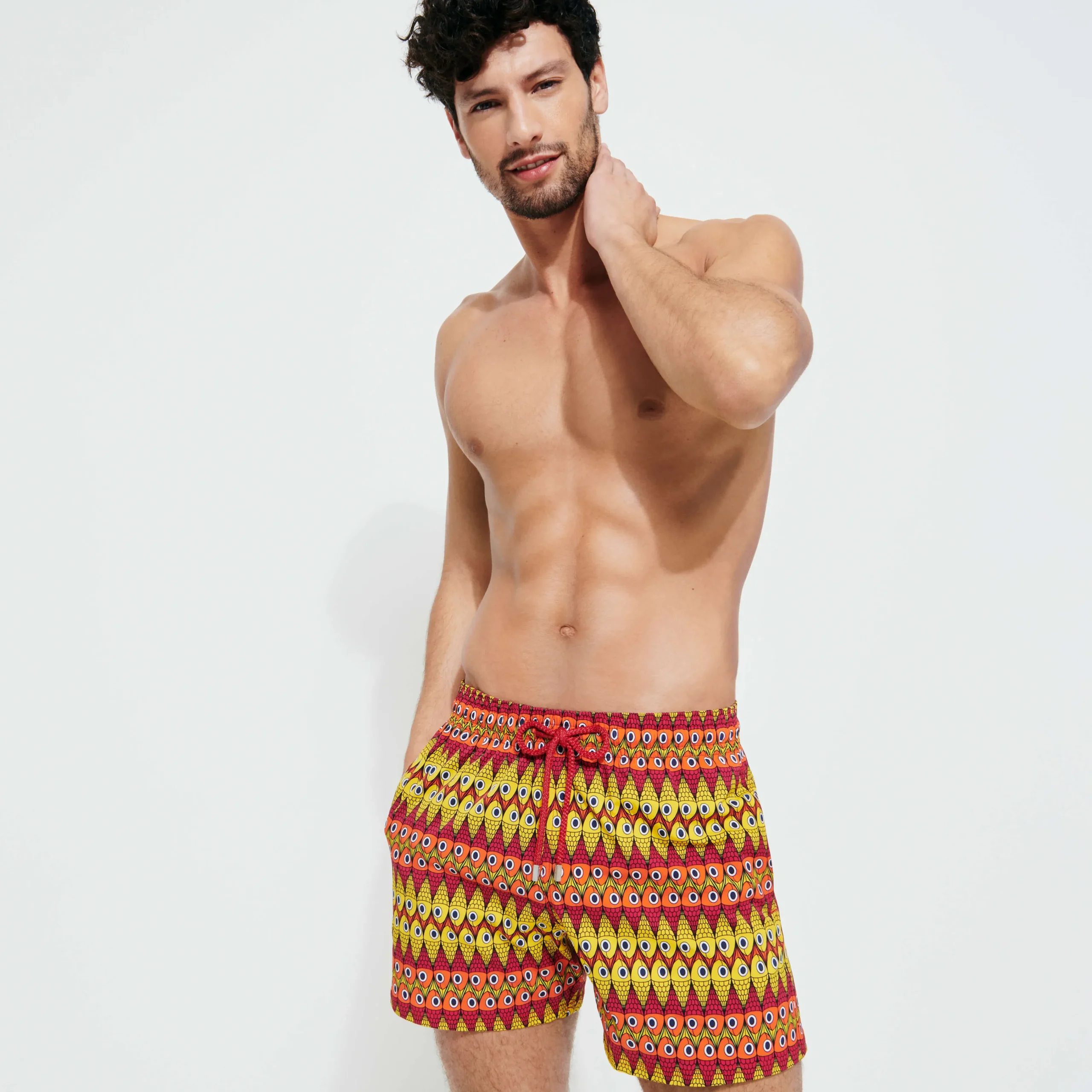 Vilebrequin Men Stretch Swim Trunks Fish On Line*Men The Stretch Fabric
