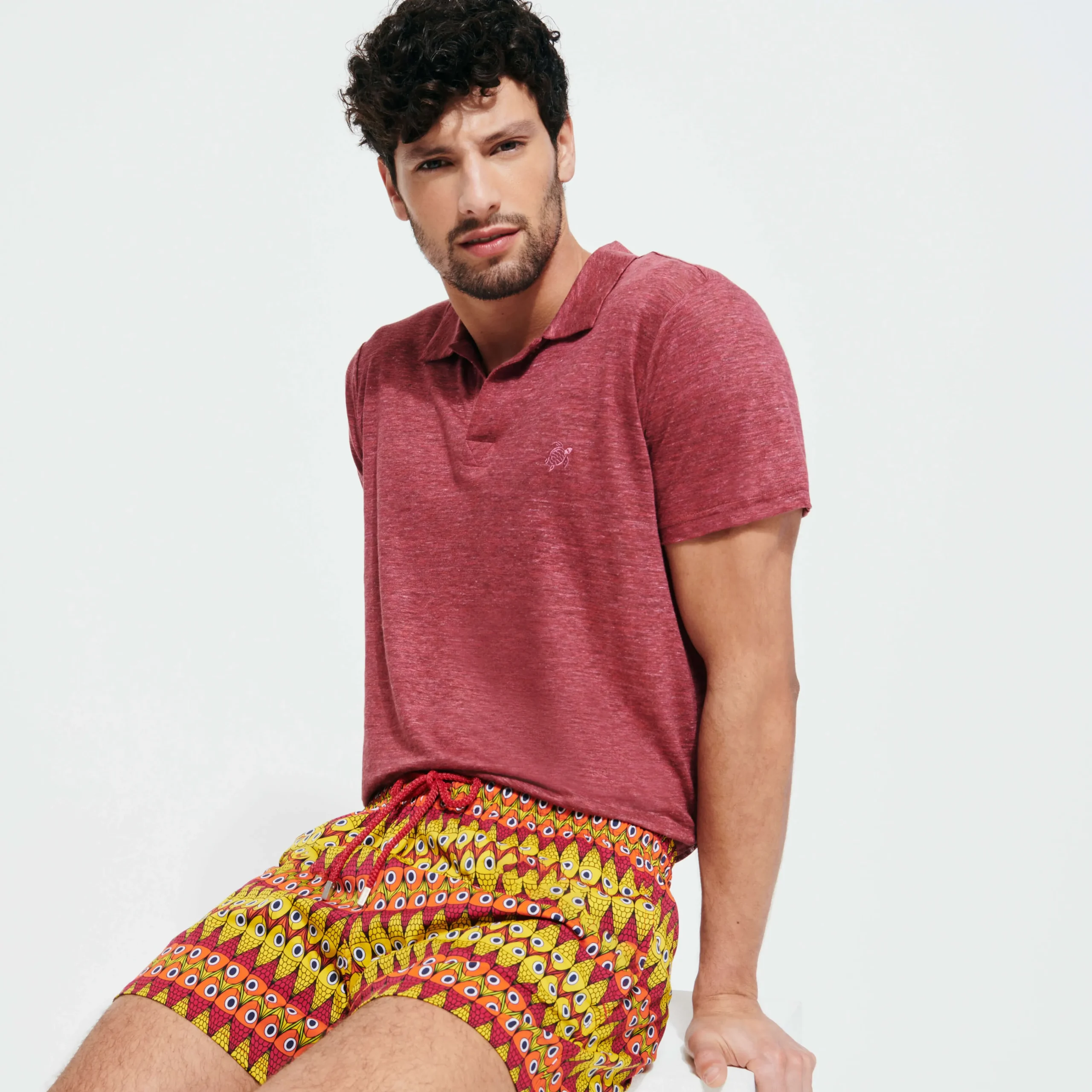 Vilebrequin Men Stretch Swim Trunks Fish On Line*Men The Stretch Fabric