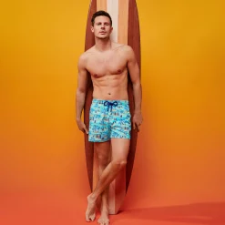 Vilebrequin Men Stretch Swim Trunks Palms & Surfs - X The Beach Boys*Men The Stretch Fabric