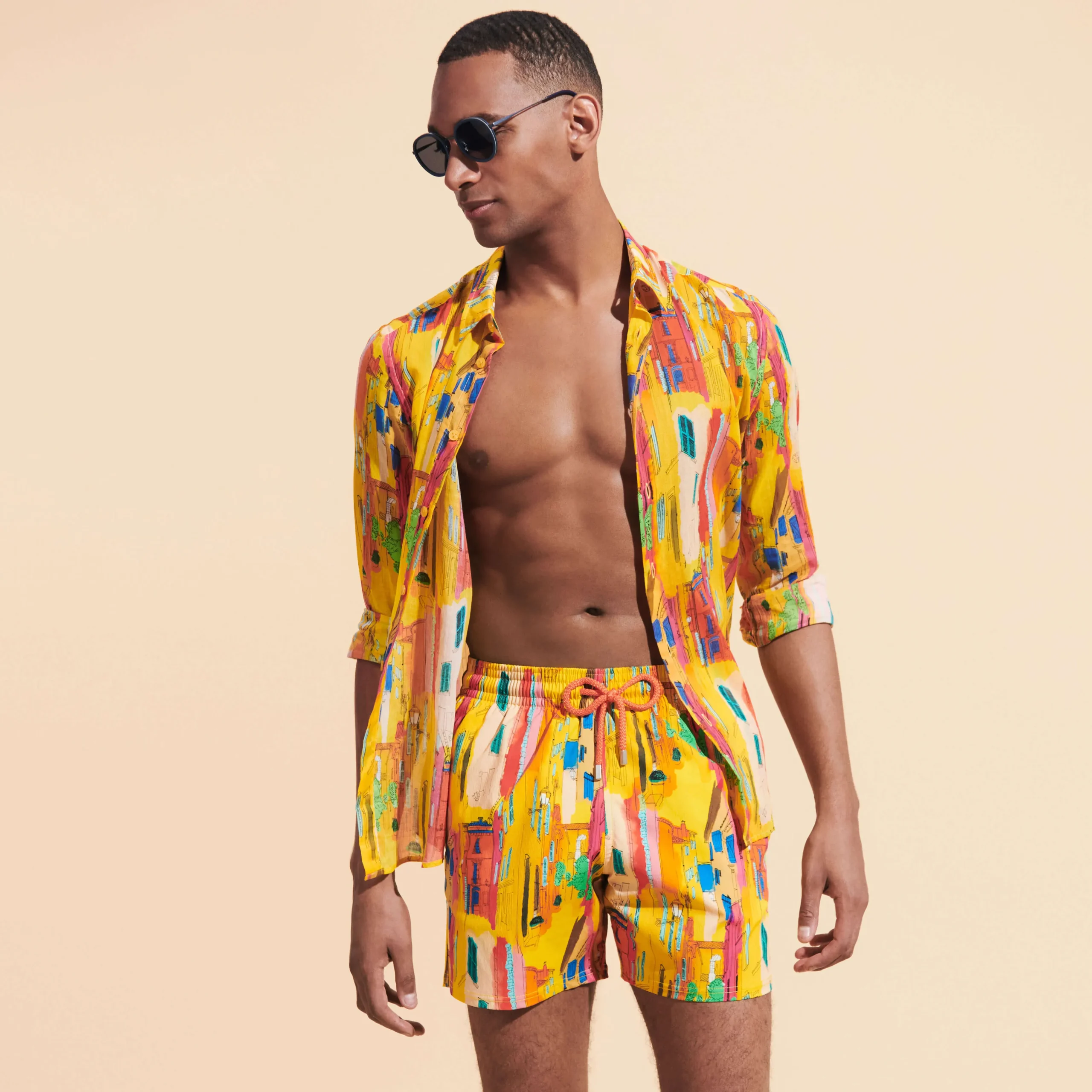 Vilebrequin Men Stretch Swim Trunks Sunny Streets*Men The Stretch Fabric