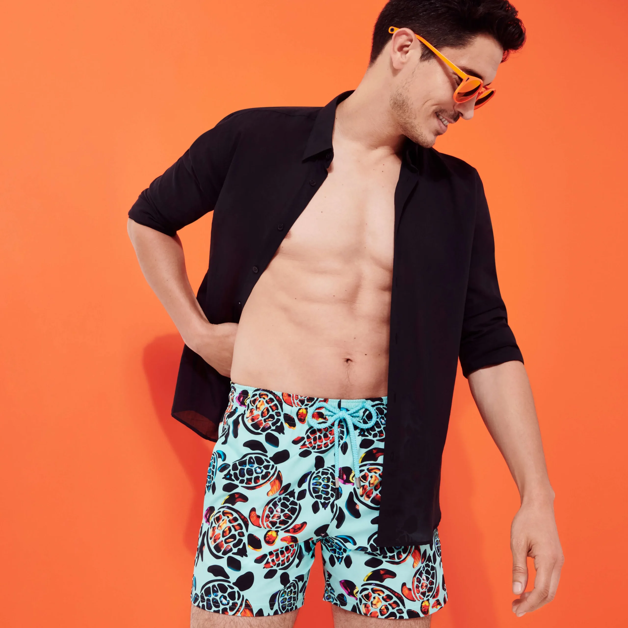 Vilebrequin Men Stretch Swim Trunks Screen Turtles*Men The Stretch Fabric