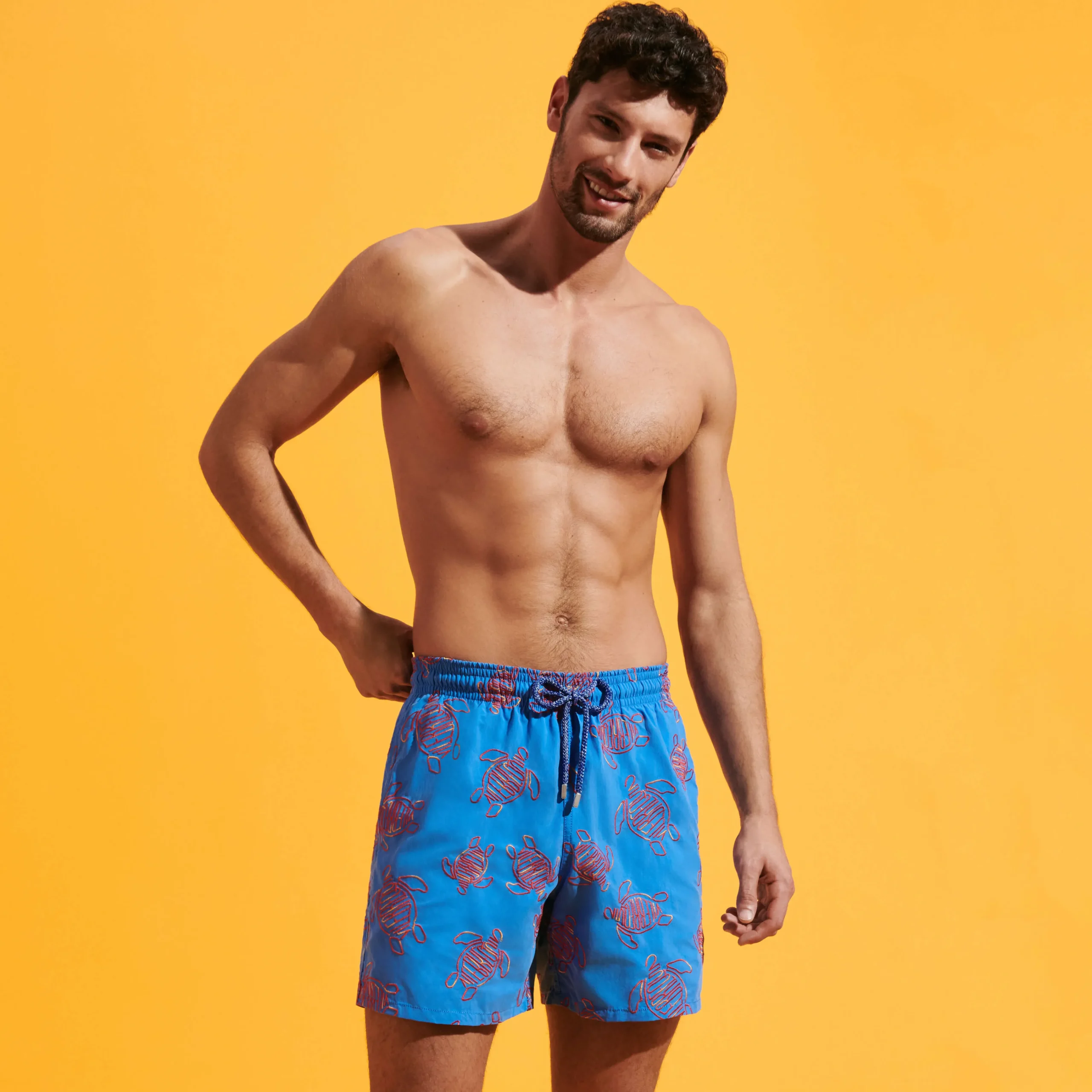 Vilebrequin Men Swim Trunks Embroidered Vbq Turtles - Limited Edition*Men The Embroidered