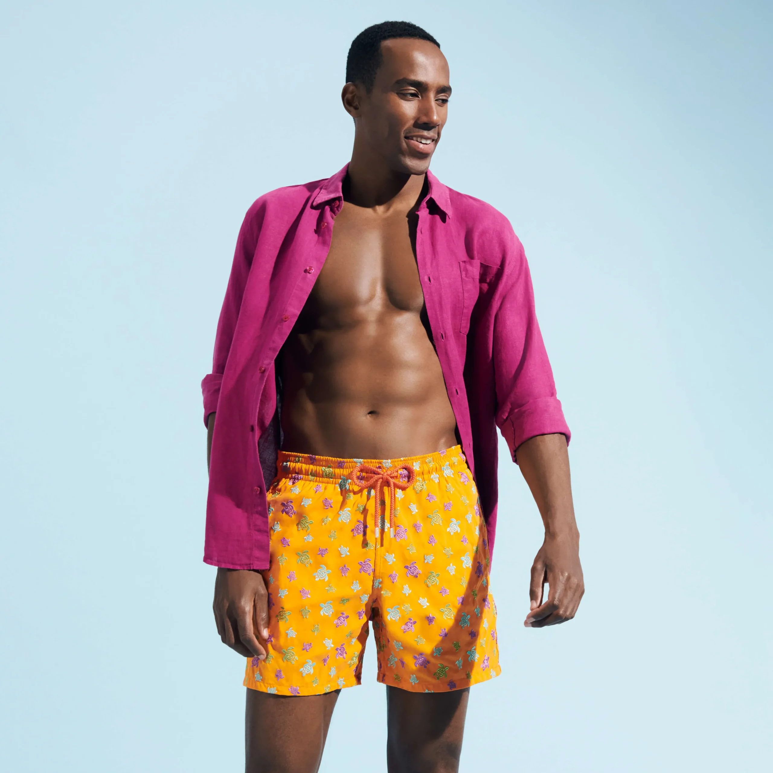 Vilebrequin Men Swim Trunks Embroidered Micro Ronde Des Tortues Rainbow - Limited Edition*Men The Embroidered