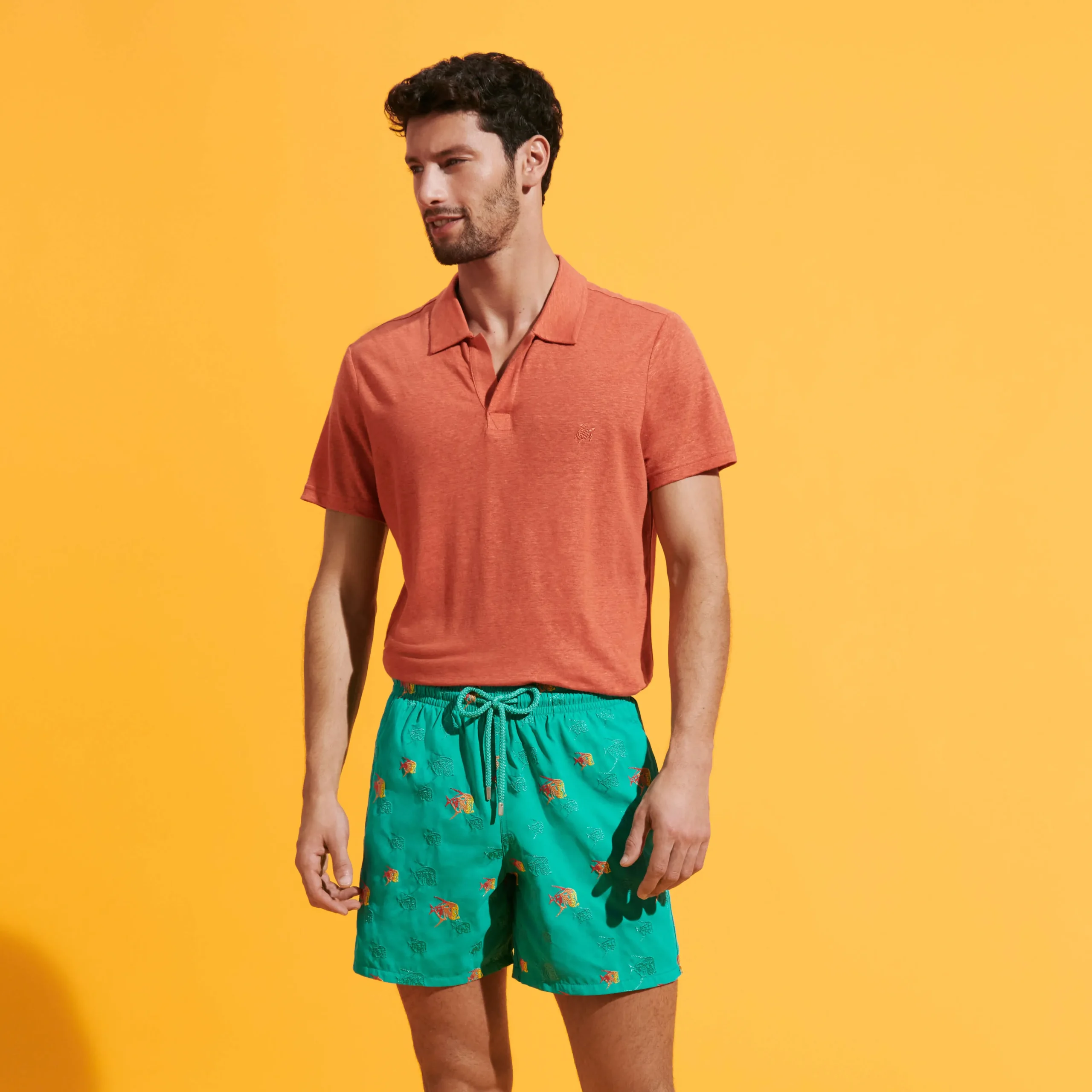 Vilebrequin Men Swim Trunks Embroidered Piranhas - Limited Edition*Men The Embroidered