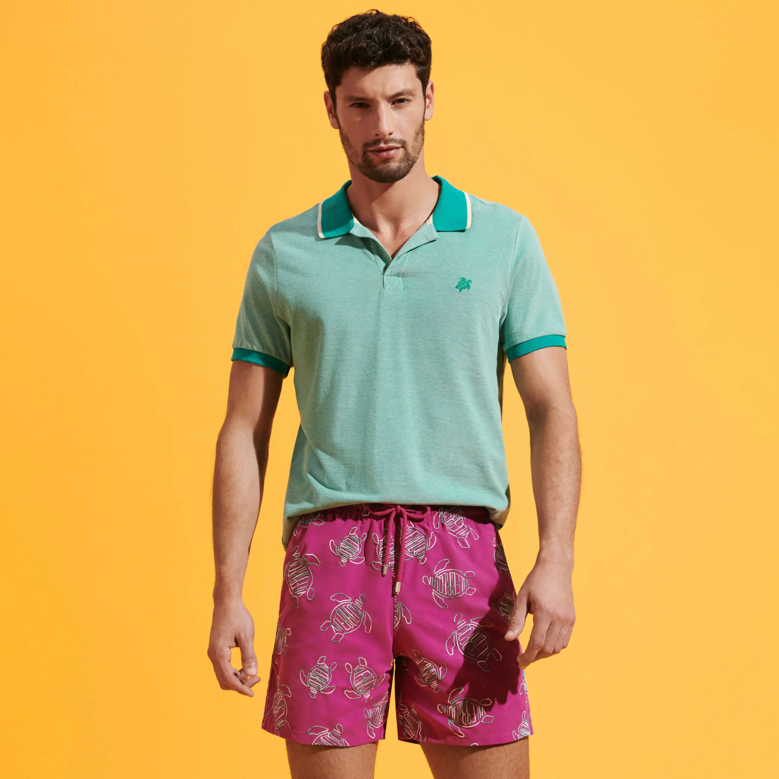Vilebrequin Men Swim Trunks Embroidered Vbq Turtles - Limited Edition*Men The Embroidered