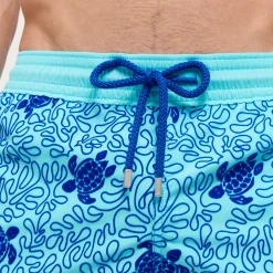 Vilebrequin Men Swim Trunks Long Turtles Splash Flocked*Men The Long