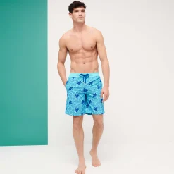 Vilebrequin Men Swim Trunks Long Turtles Splash Flocked*Men The Long