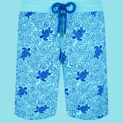 Vilebrequin Men Swim Trunks Long Turtles Splash Flocked*Men The Long