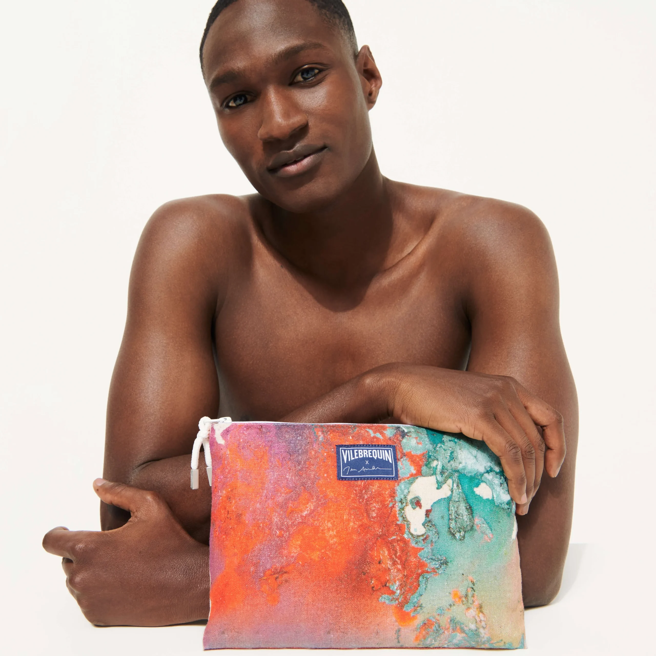 Vilebrequin Unisex Linen Beach Pouch Gra - X John M Armleder*Men Beach Bag & Pouches
