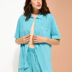 Vilebrequin Unisex Linen Bowling Shirt Solid*Women Shirts